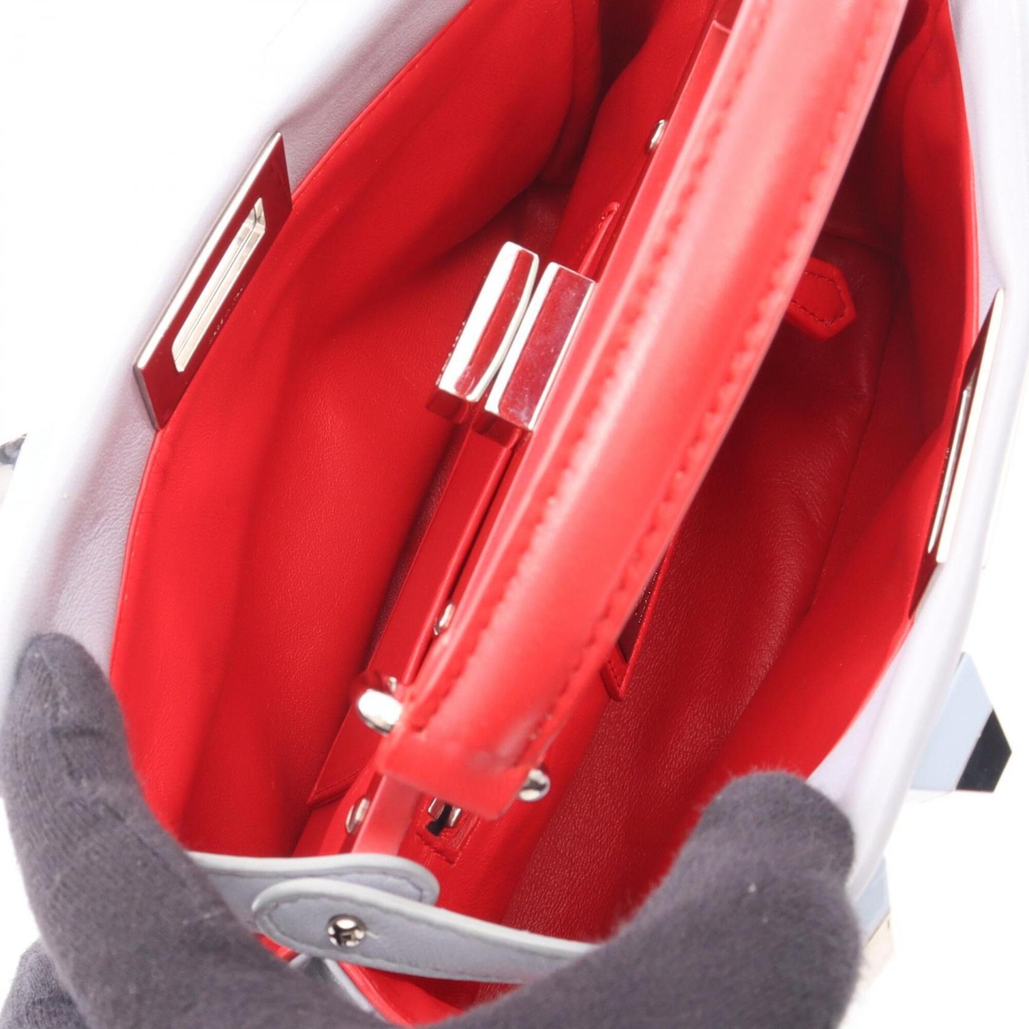Fendi Blue Red Color Leather Handbag (Pre-Owned)