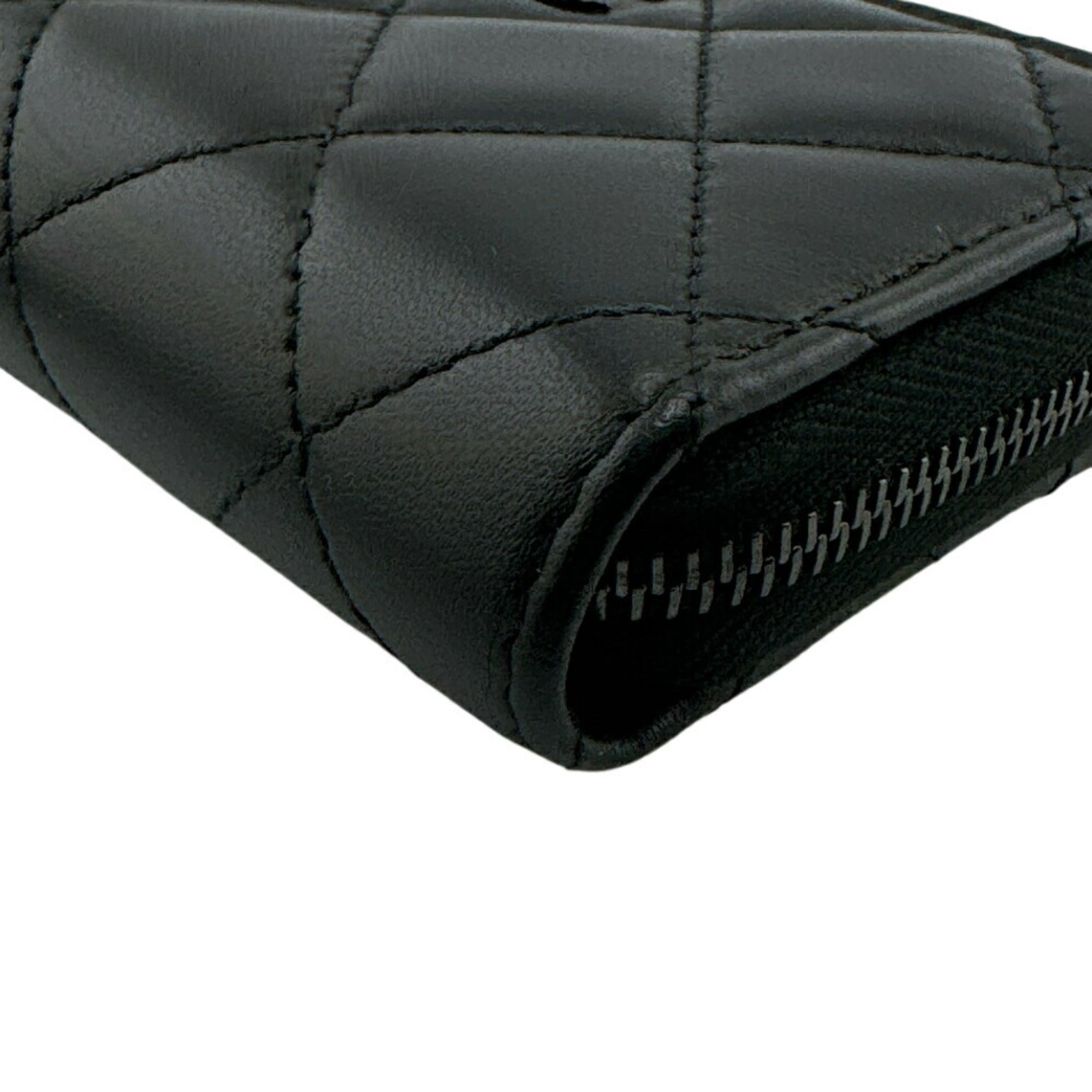 Chanel Black Leather Coin Purse/Coin Case (Pre-Owned)