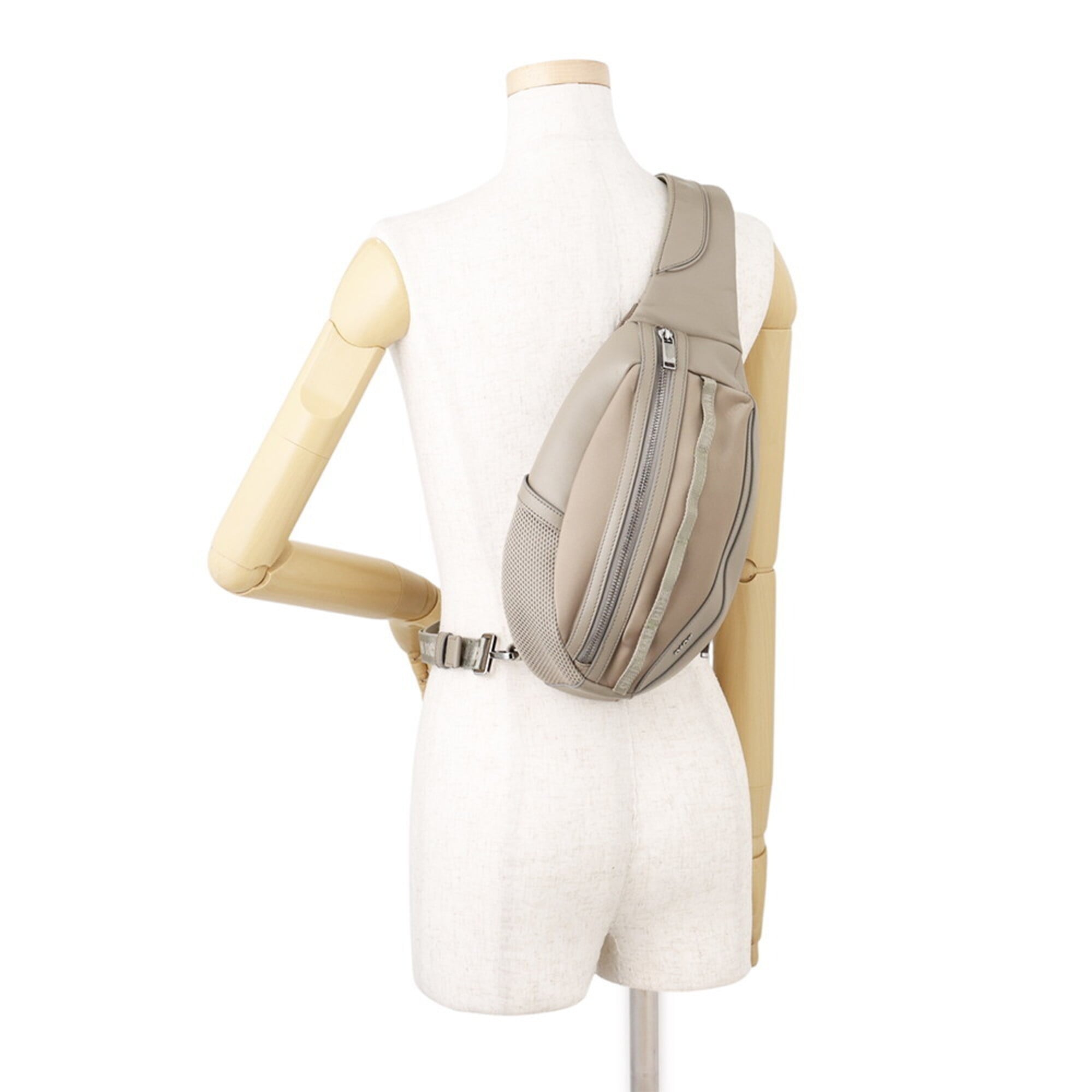 Christian Dior Beige Leather Nylon Sling Bag (Pre-Owned)