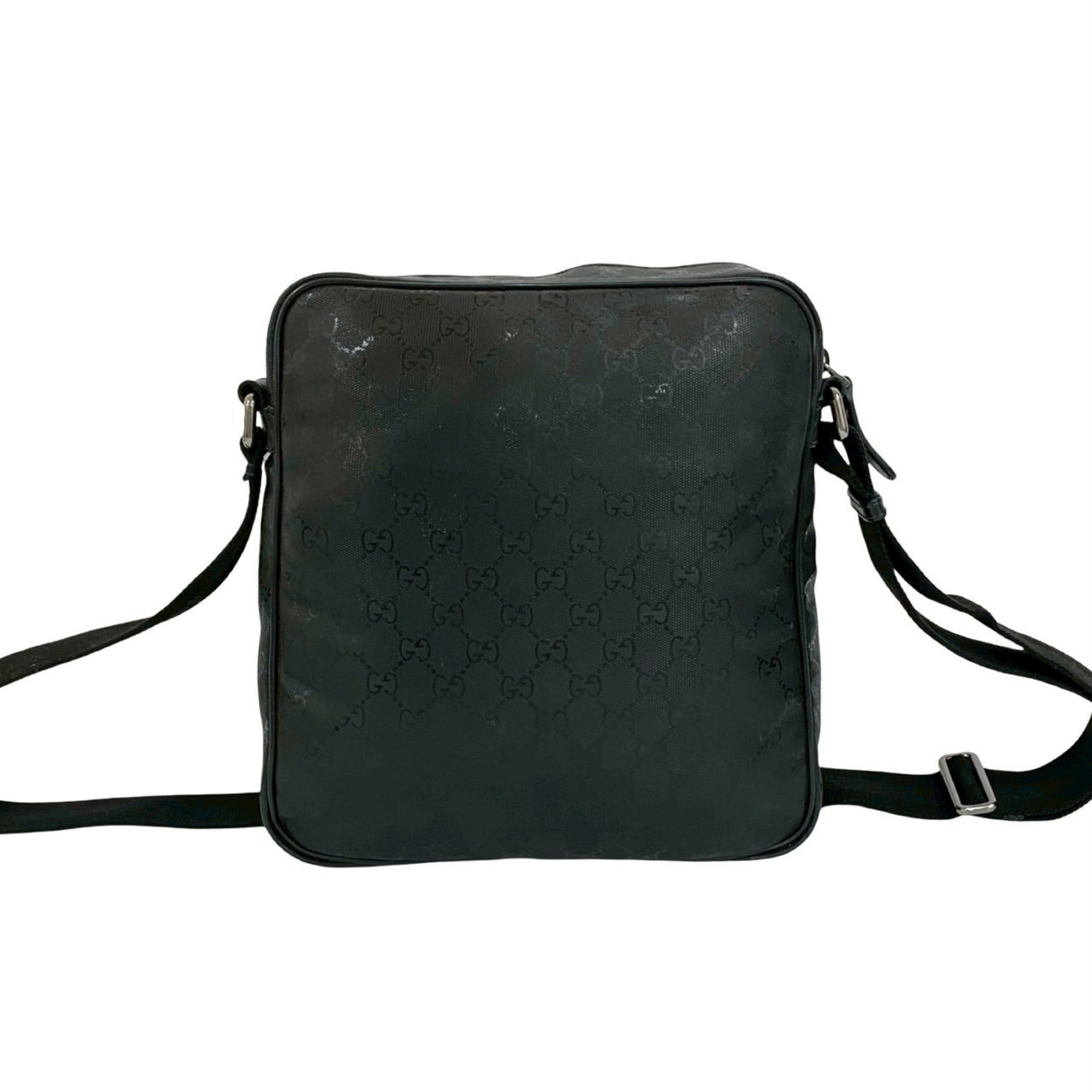 Gucci Black Leather Pvc Messenger Bag Pochette Shoulder Bag (Pre-Owned)