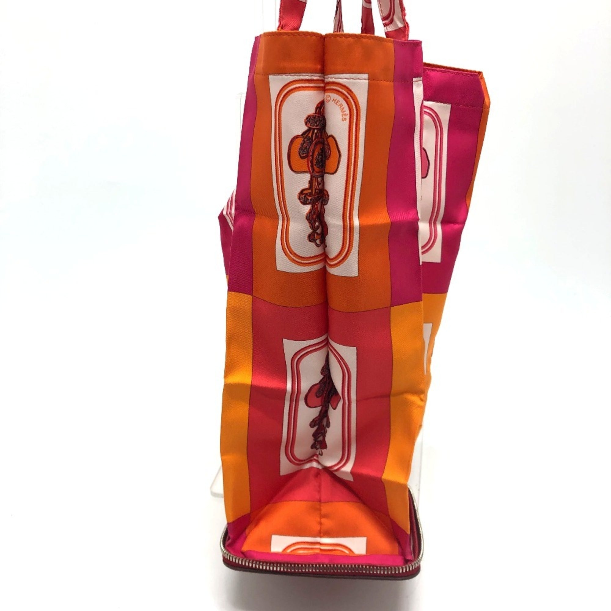 Hermes Red Color Rouge H Buffle Skipper Leather Silk Eco-Bag Shopping Bag Tote Bag (Pre-Owned)