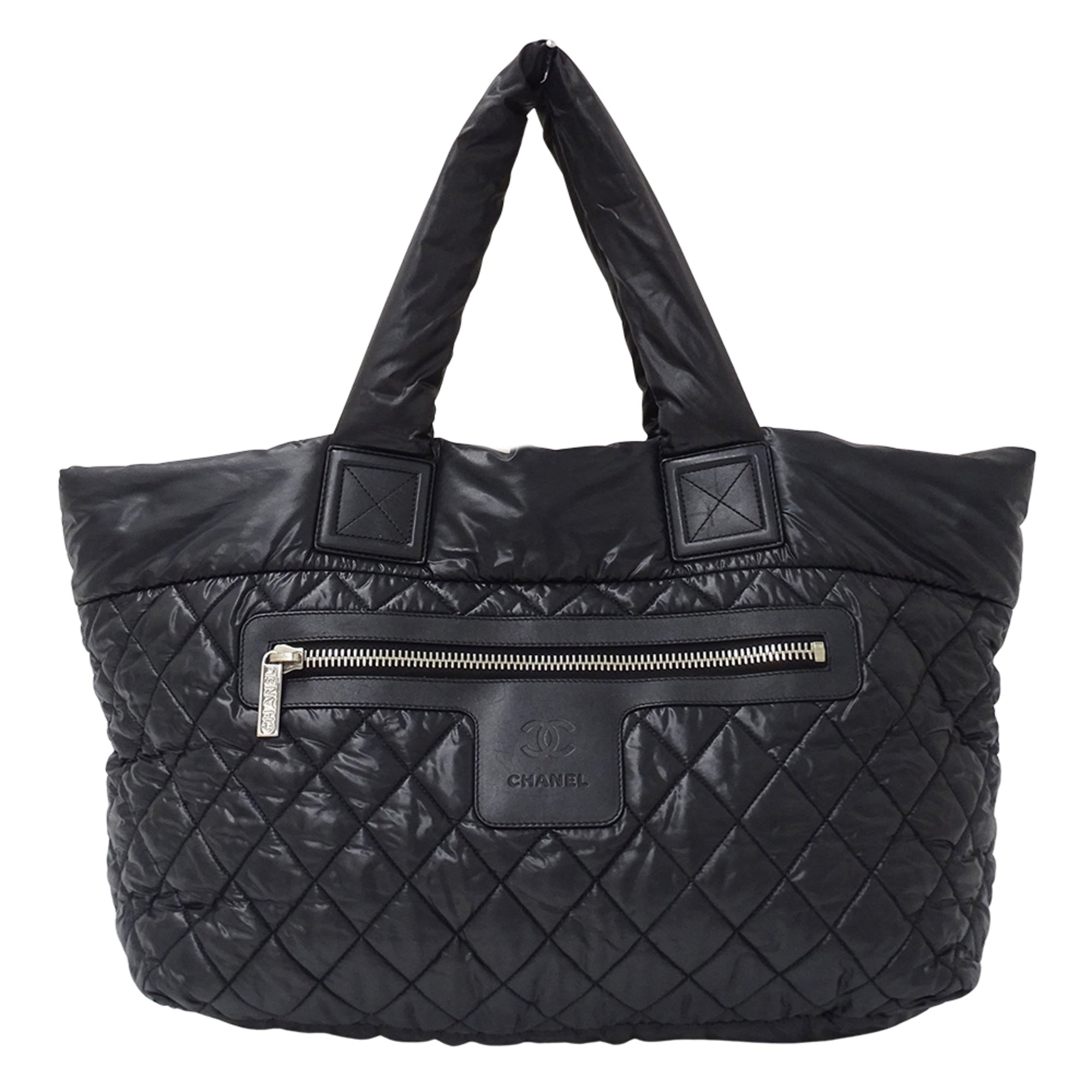 Chanel Black Nylon Handbag Tote Bag (Pre-Owned)