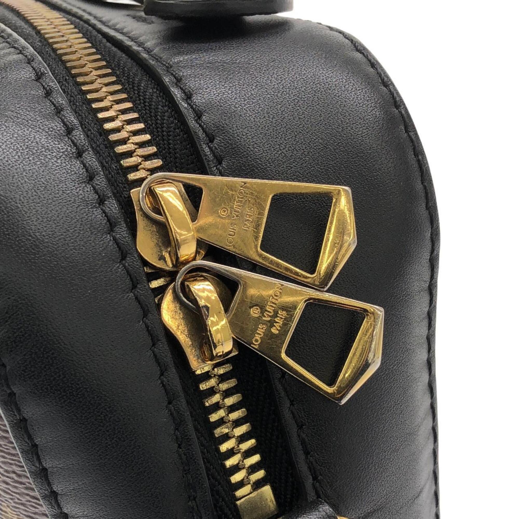 Louis Vuitton Monogram Black Marron Coated Canvas Leather Shoulder Bag (Pre-Owned)