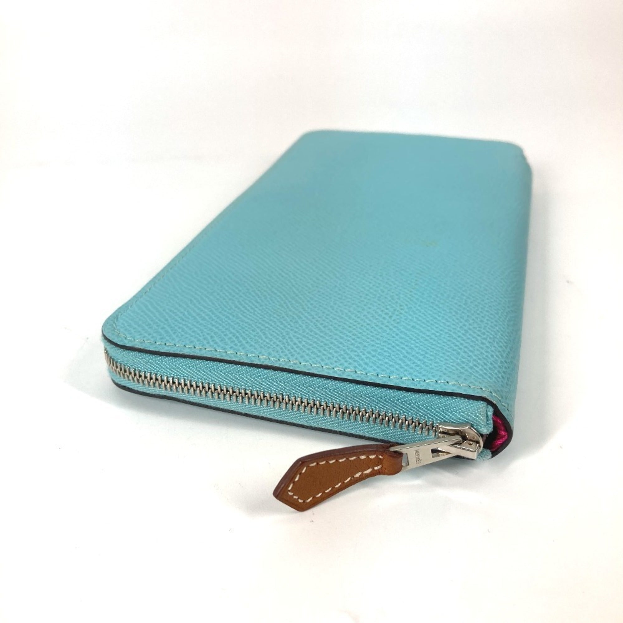 Hermes Blue Pink Epsom Leather Chain/Shoulder Wallet (Pre-Owned)