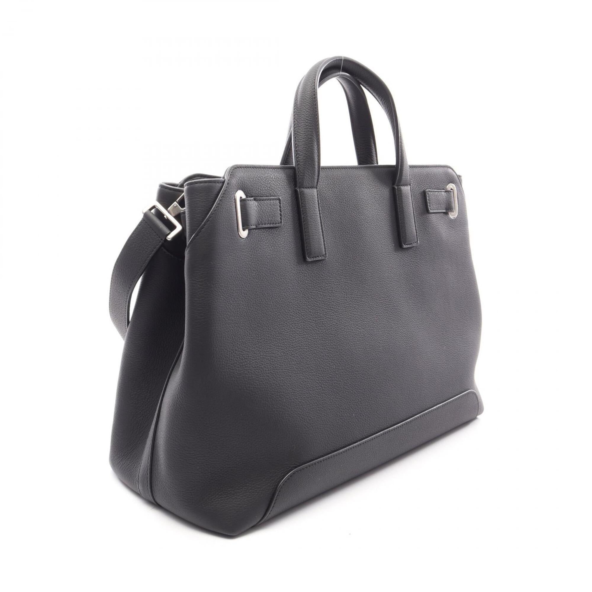 Christian Dior Black Leather Handbag Tote Bag (Pre-Owned)