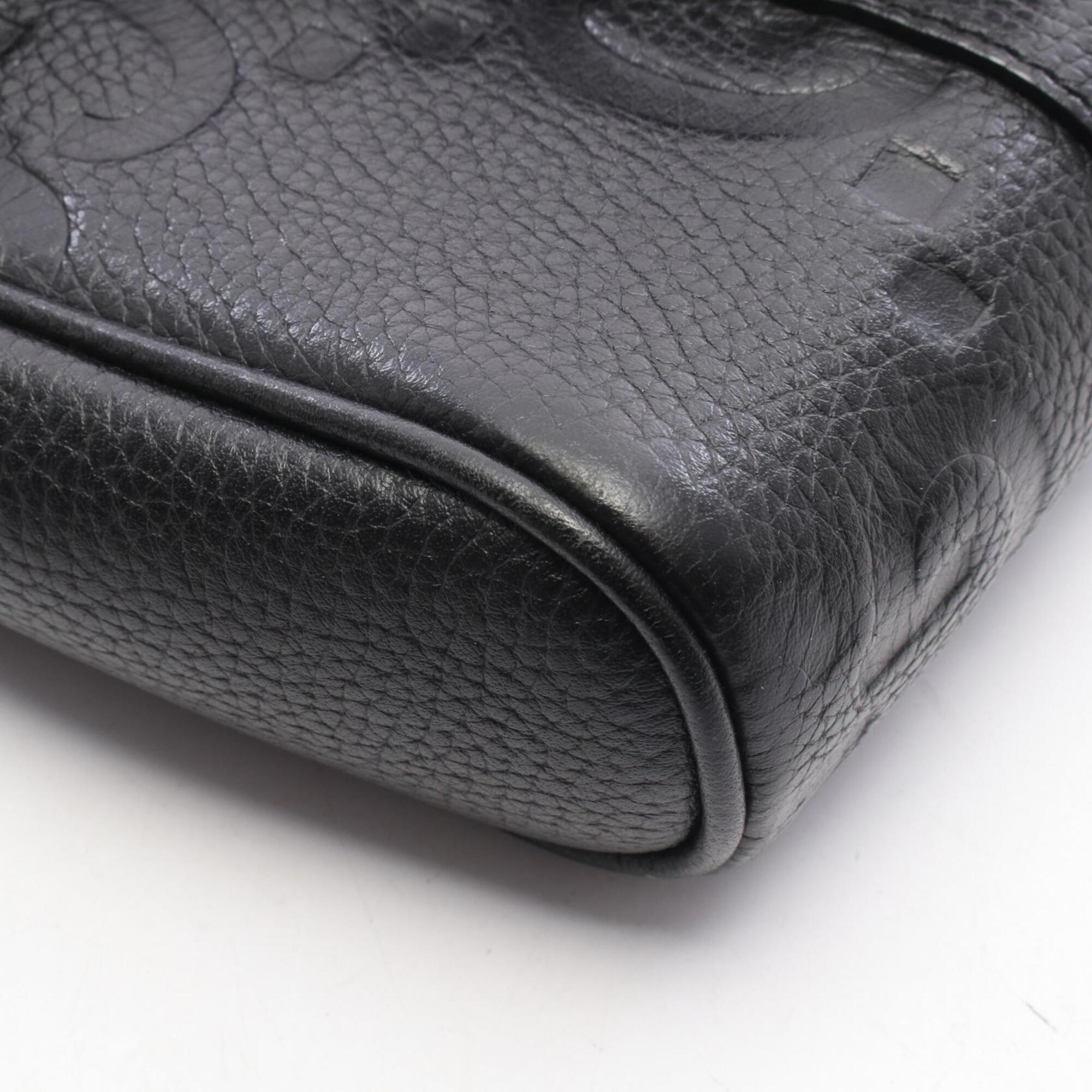 Gucci Black Leather Handbag Messenger Bag Shoulder Bag (Pre-Owned)