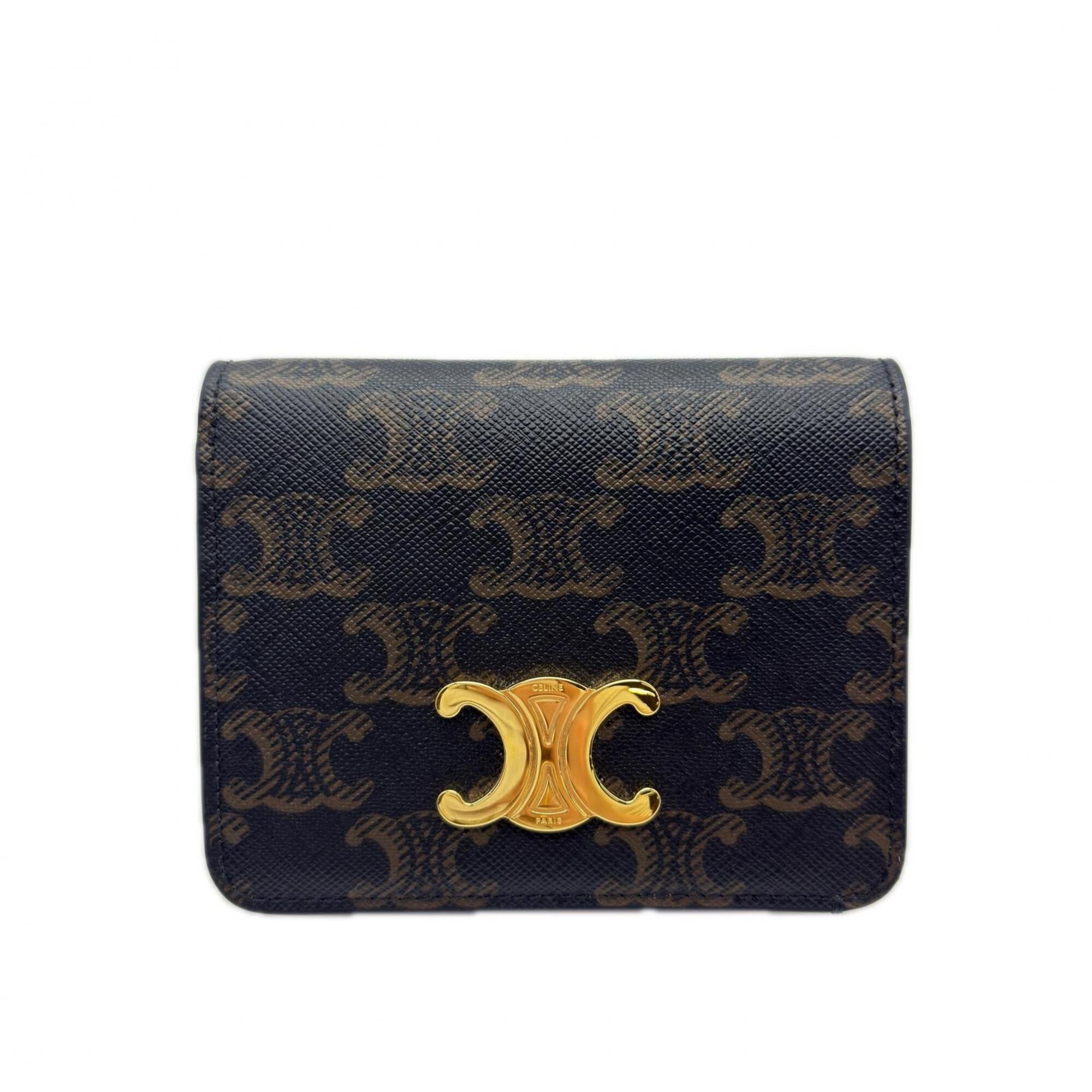 Celine Beige Blue Brown Coated Canvas Wallet (Bi-Fold) (Pre-Owned)