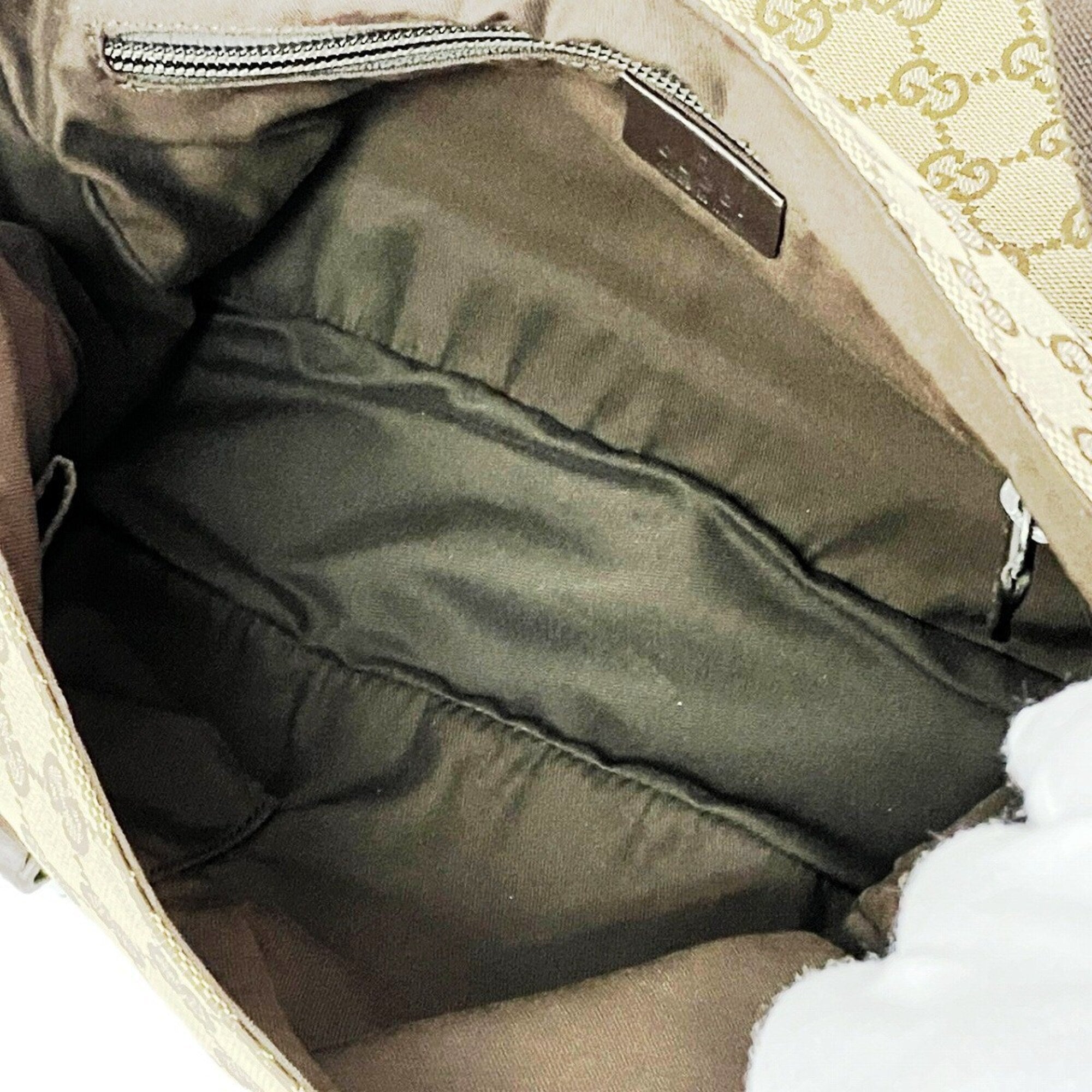 Gucci Gg Canvas Beige Brown Gg Canvas Leather Shoulder Bag (Pre-Owned)