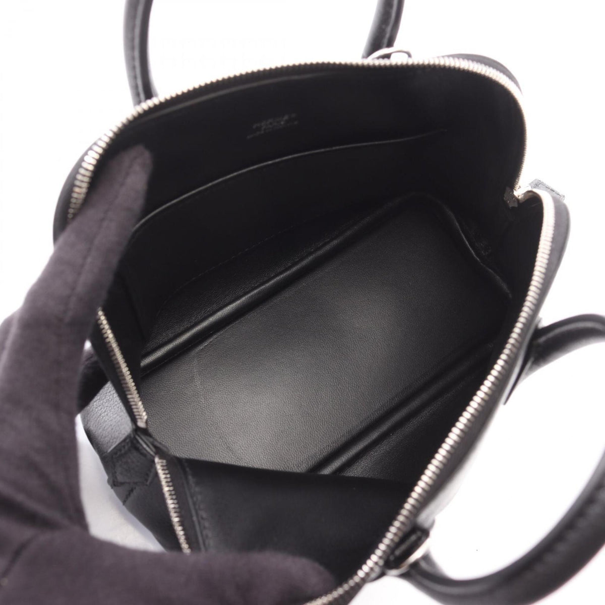 Hermes Black Chevre Leather Leather Handbag (Pre-Owned)