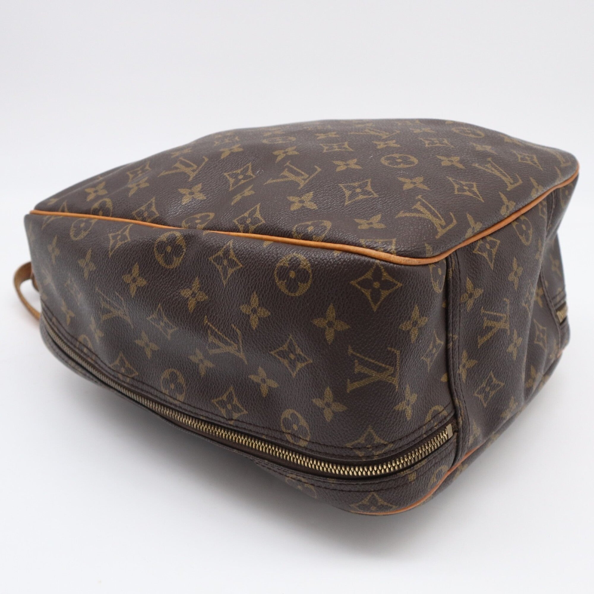 Louis Vuitton Beige Brown Monogram Coated Canvas Leather Handbag (Pre-Owned)