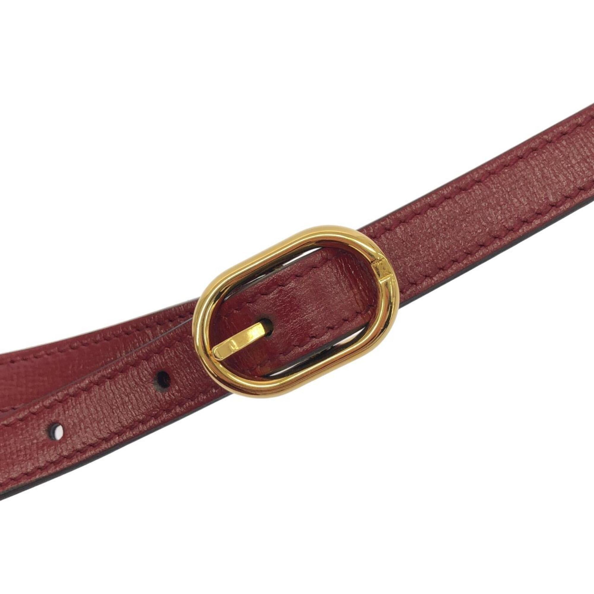 Gucci Red Color Leather Shoulder Bag (Pre-Owned)
