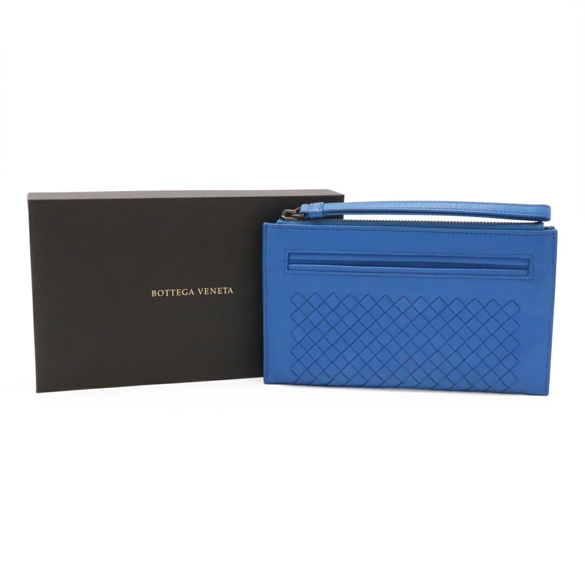 Bottega Veneta Blue Intrecciato Clutch Bag (Pre-Owned)