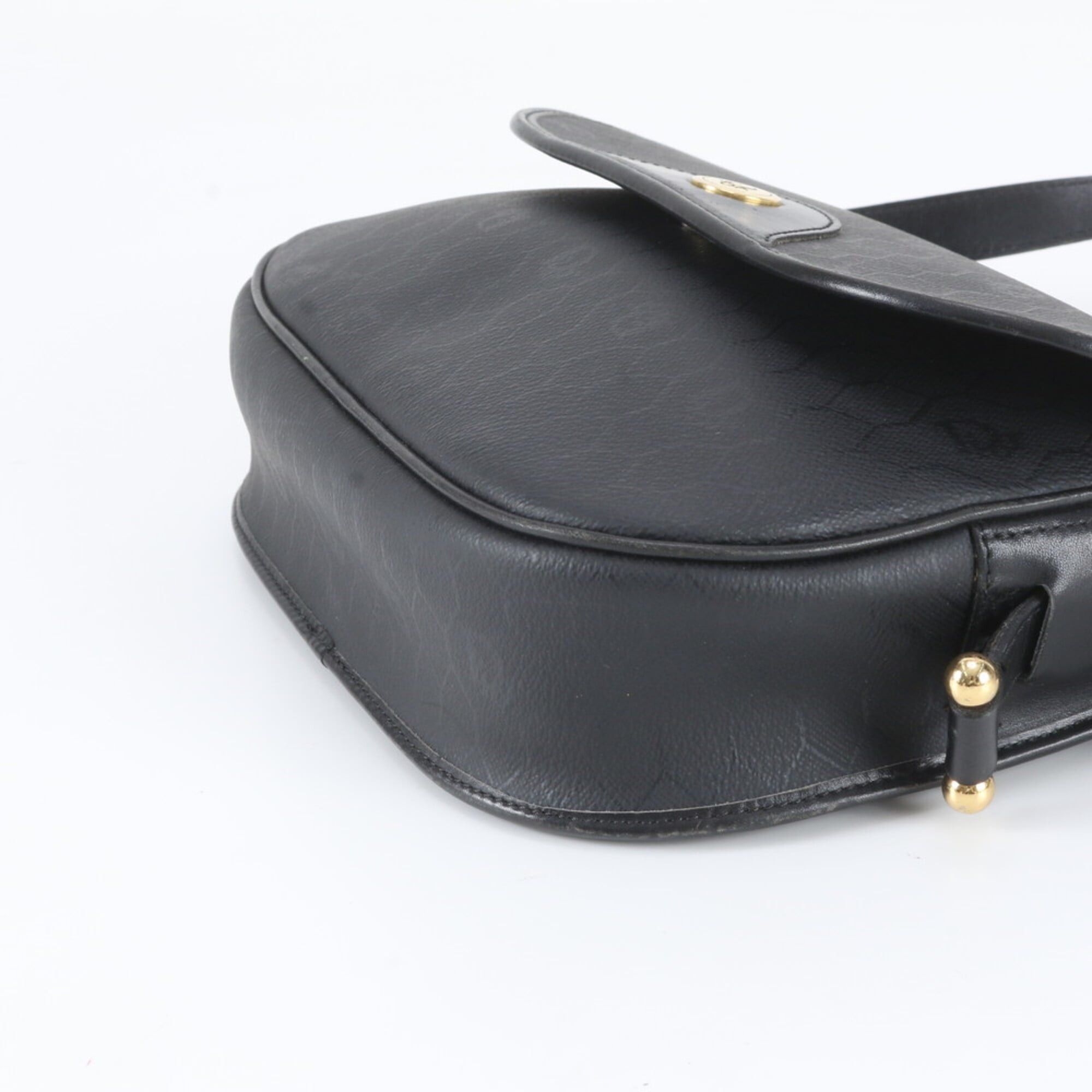 Christian Dior Black Leather Coated Canvas Handbag Shoulder Bag Tote Bag (Pre-Owned)