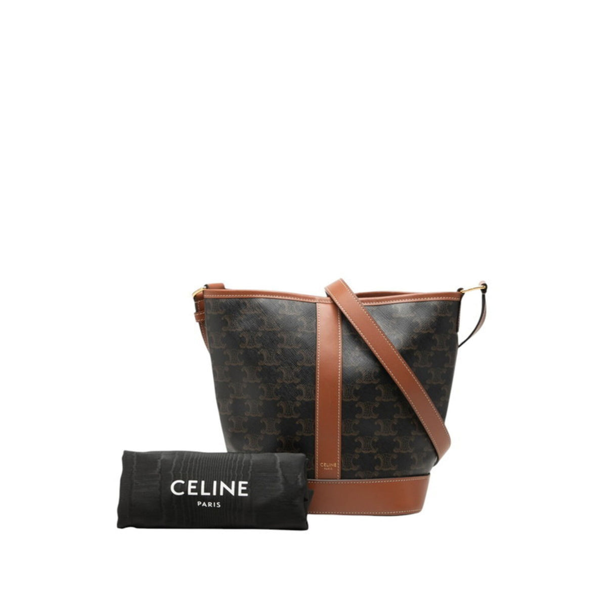 Celine Black Brown Pvc Leather Shoulder Bag (Pre-Owned)