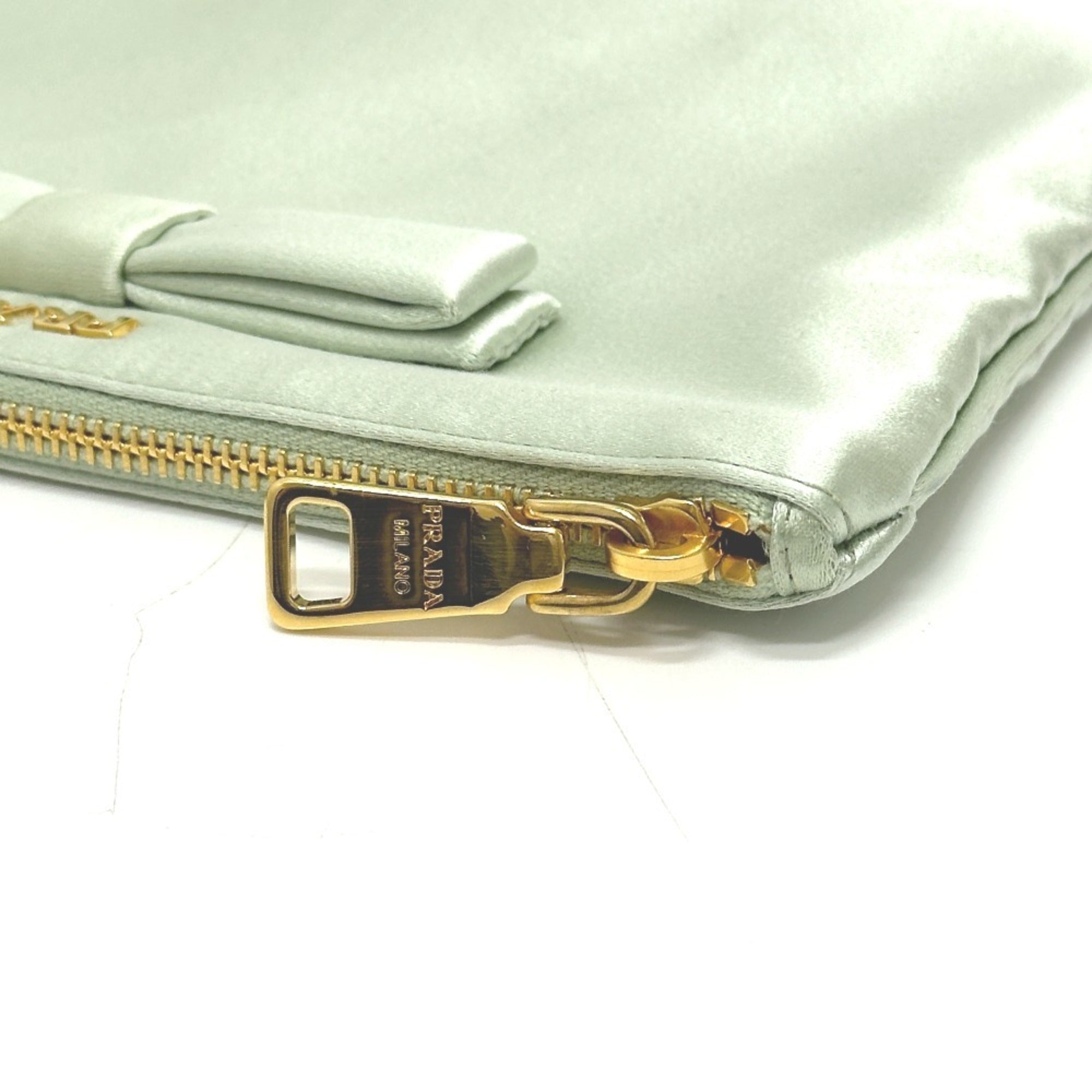 Prada Green Satin Clutch Bag (Pre-Owned)
