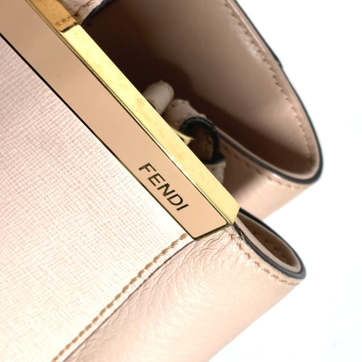 Fendi Beige Leather Shoulder Bag Tote Bag (Pre-Owned)
