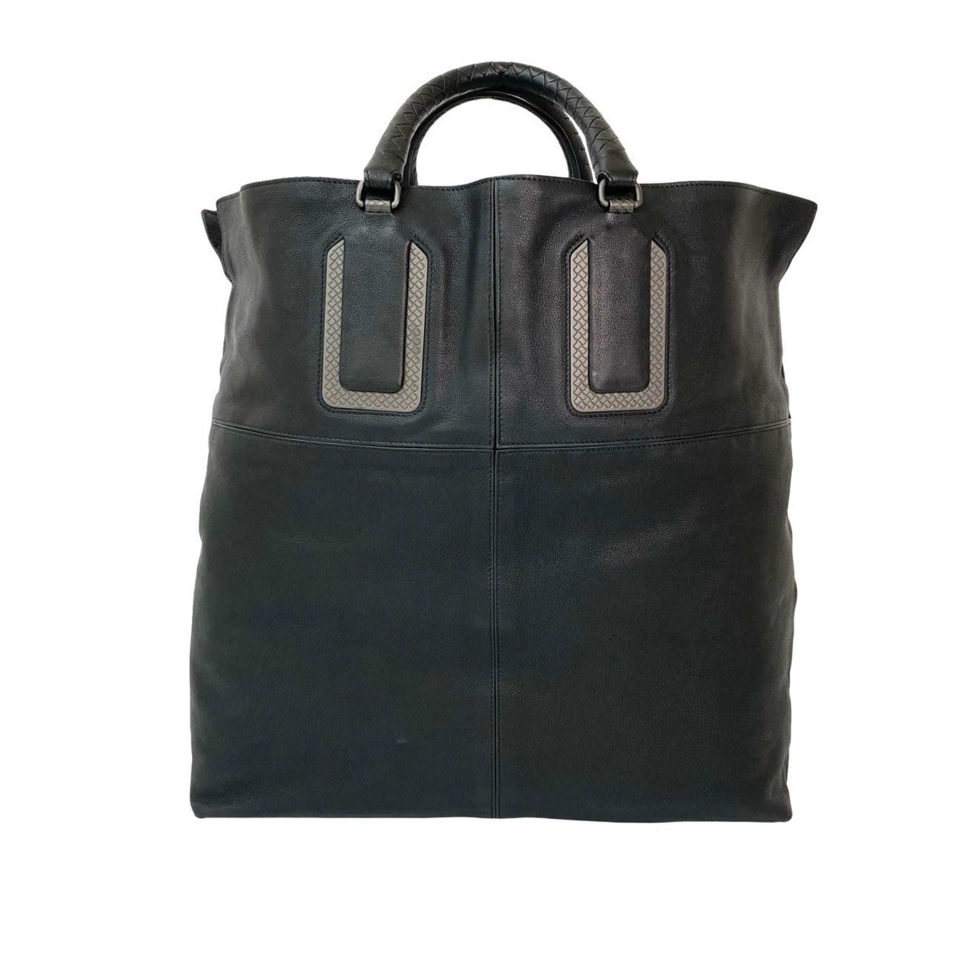 Bottega Veneta Black Leather Handbag Tote Bag (Pre-Owned)