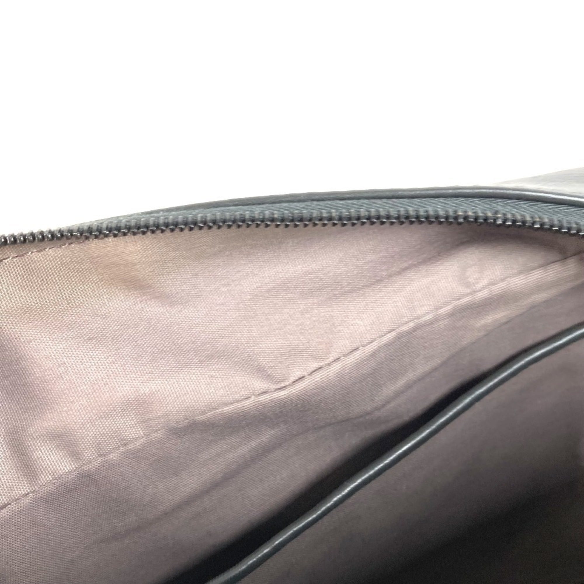 Bottega Veneta Intrecciato Dark Gray Leather Clutch Bag Handbag (Pre-Owned)