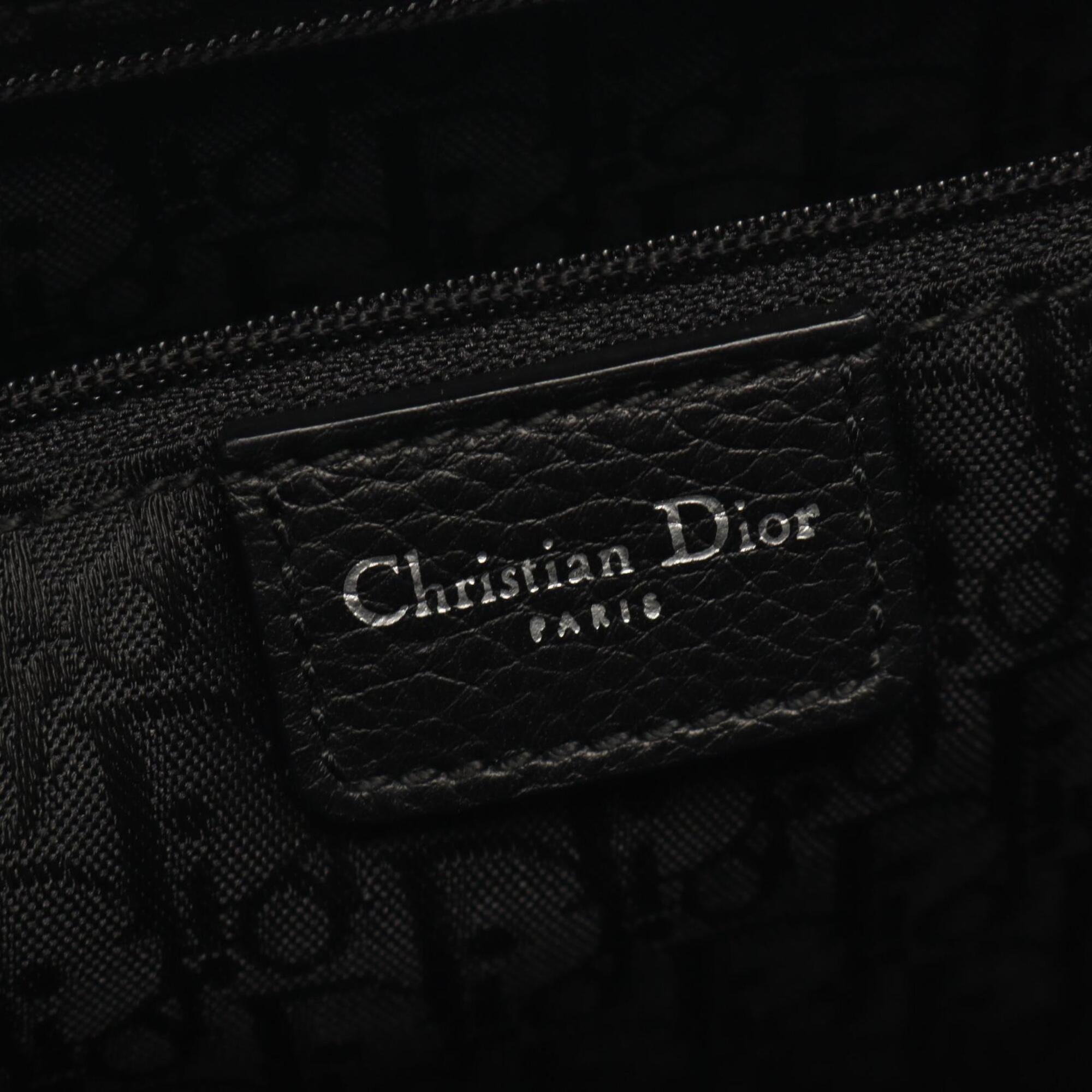 Christian Dior Black Leather Handbag Tote Bag (Pre-Owned)