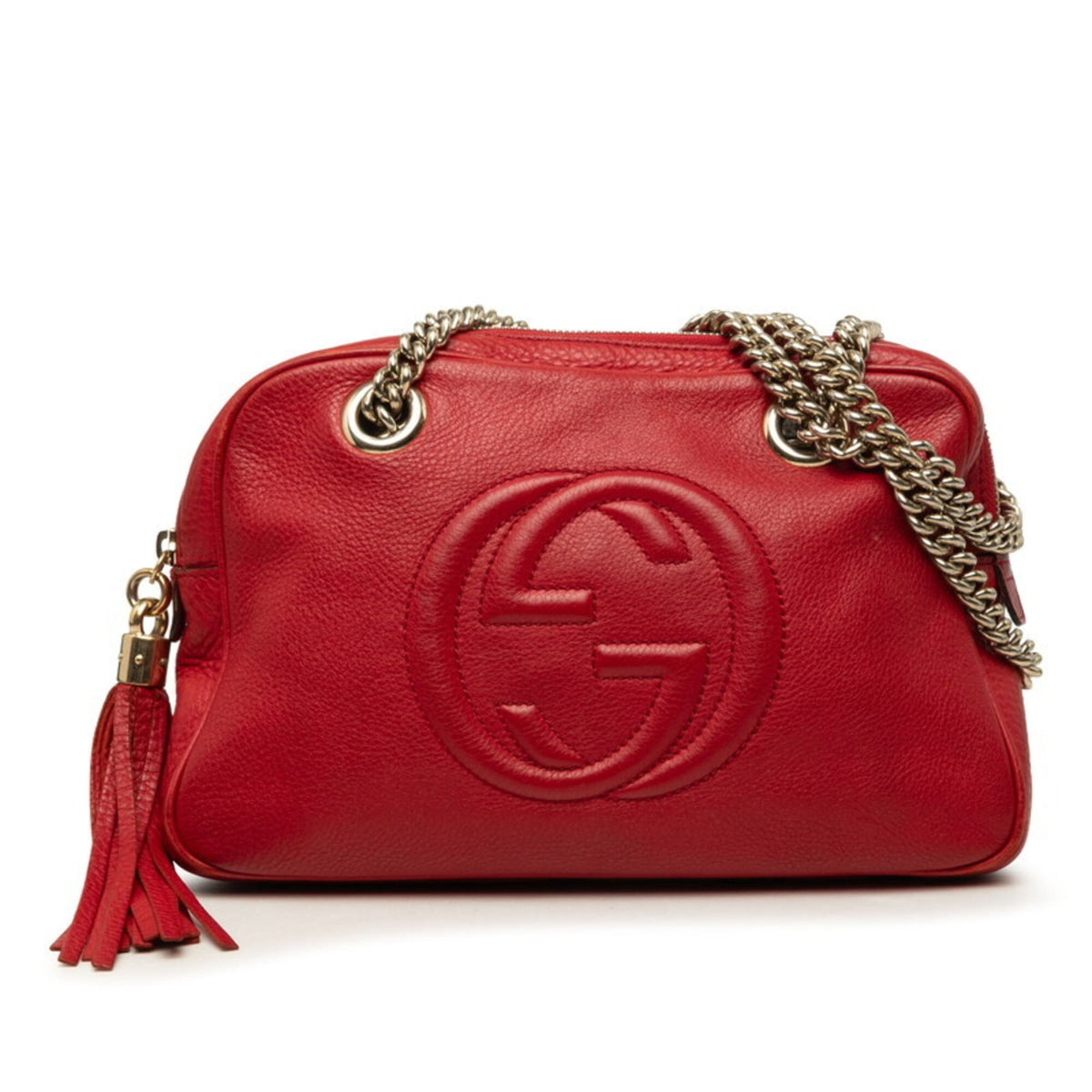 Gucci Red Color Leather Shoulder Bag (Pre-Owned)