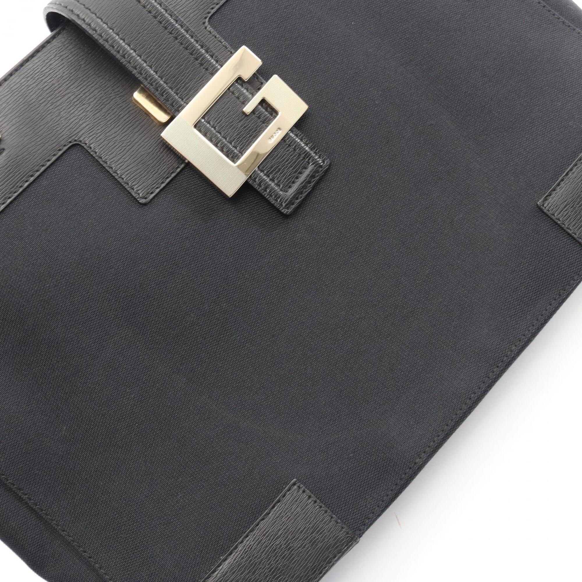 Gucci Black Canvas Leather Handbag Tote Bag (Pre-Owned)