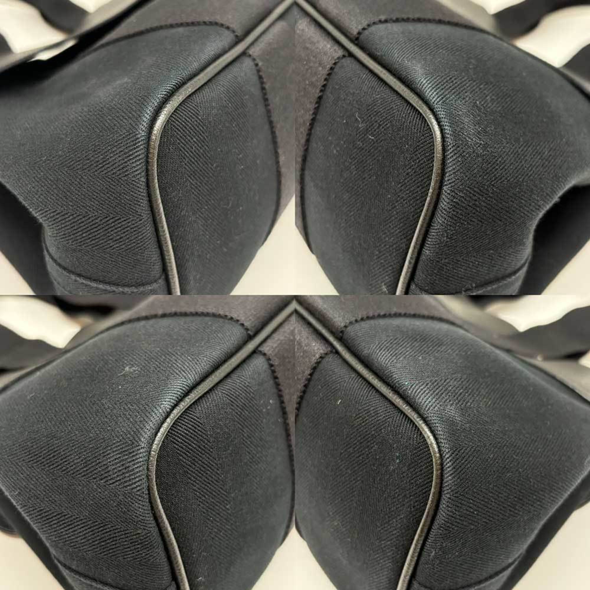 Hermes Noir Toile Chevron Handbag (Pre-Owned)