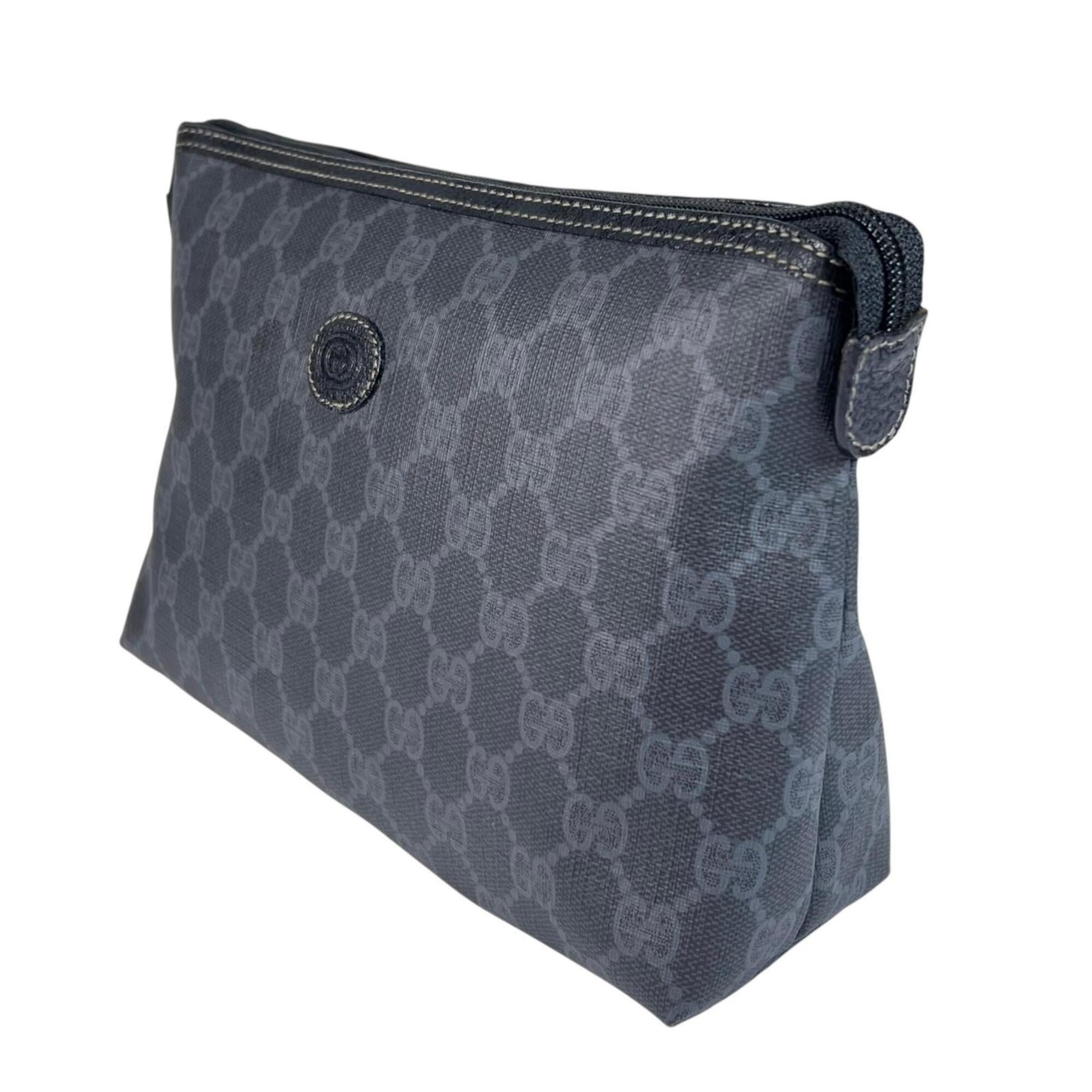 Gucci Black Gray Pvc Clutch Bag Pouch (Pre-Owned)