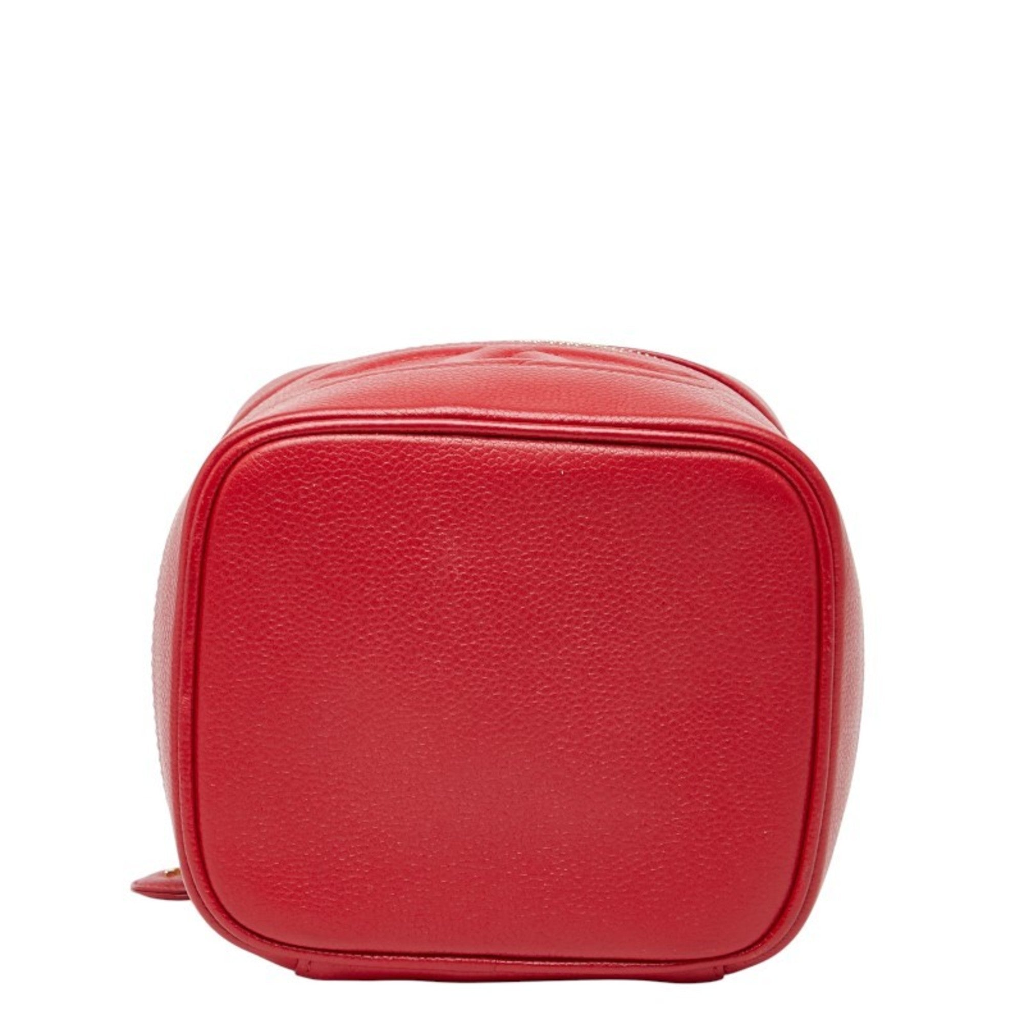 Chanel Red Color Grained Calfskin Handbag Vanity Bag (Pre-Owned)