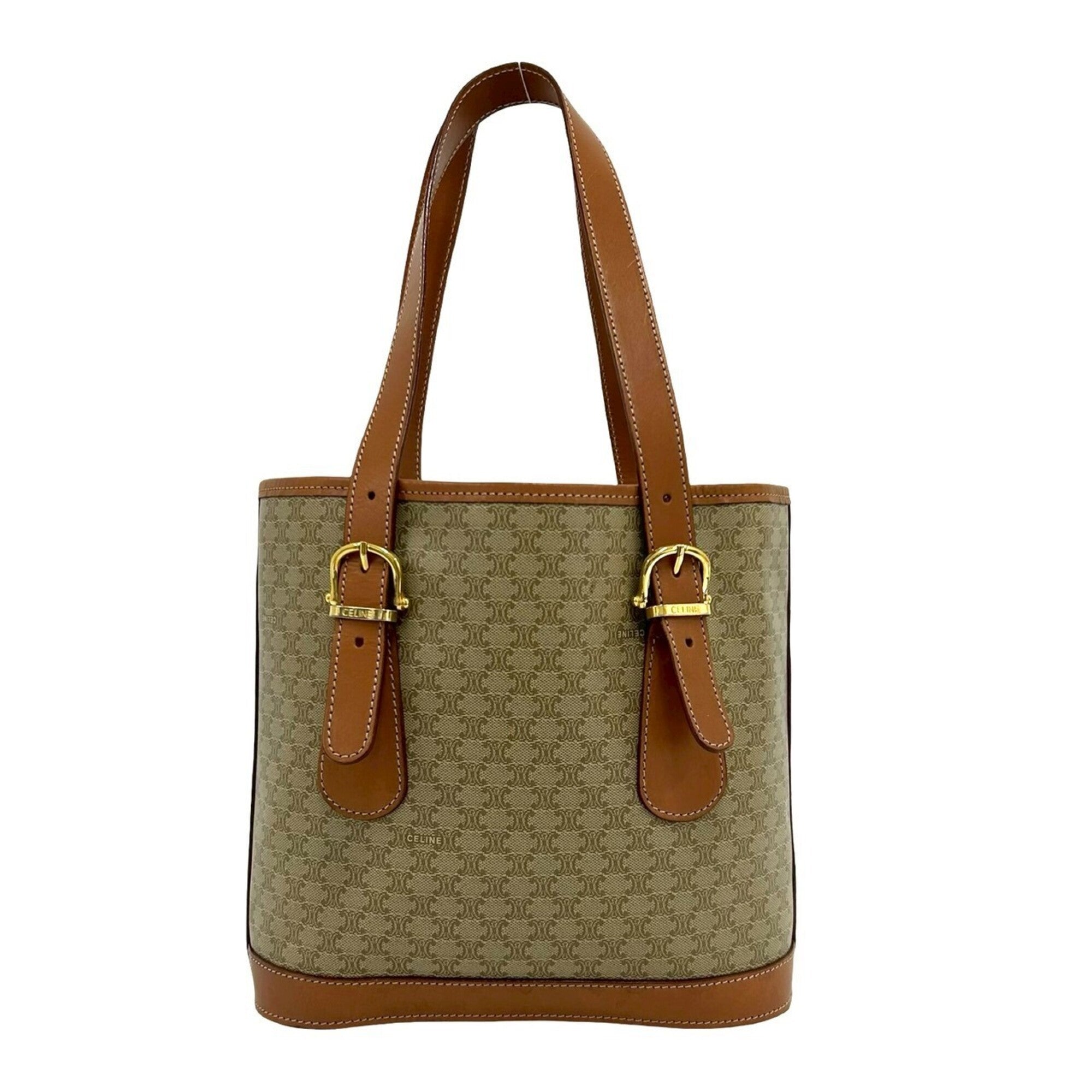 Celine Beige Brown Leather Pvc Handbag Tote Bag (Pre-Owned)
