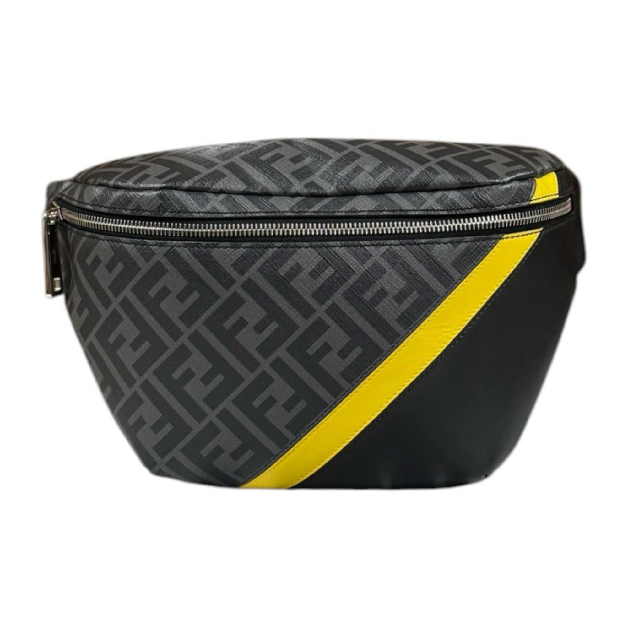 Fendi Zucca Black Gray Pvc Leather Fanny Pack (Pre-Owned)