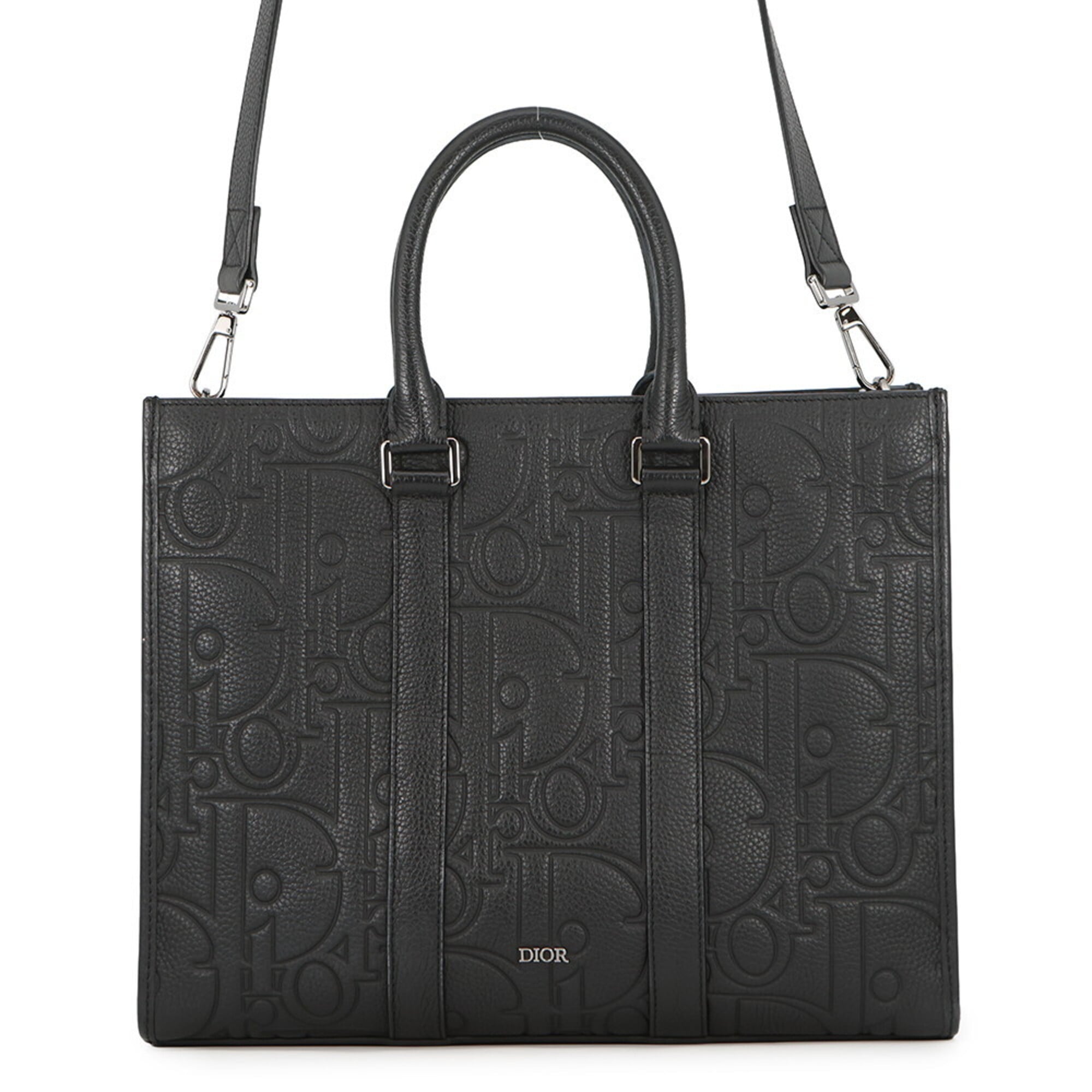 Christian Dior Black Leather Handbag Tote Bag (Pre-Owned)
