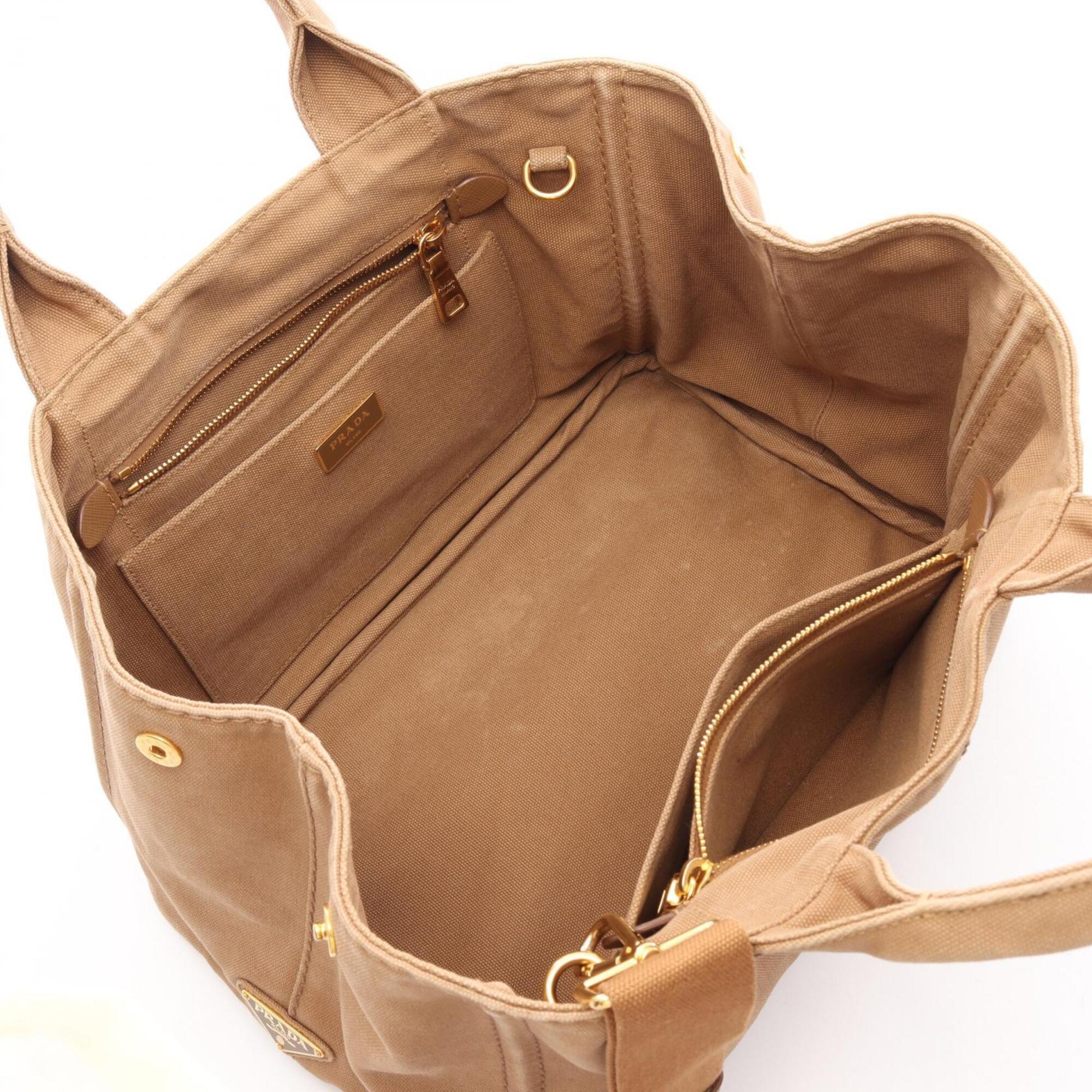 Prada Brown Canvas Handbag Tote Bag (Pre-Owned)