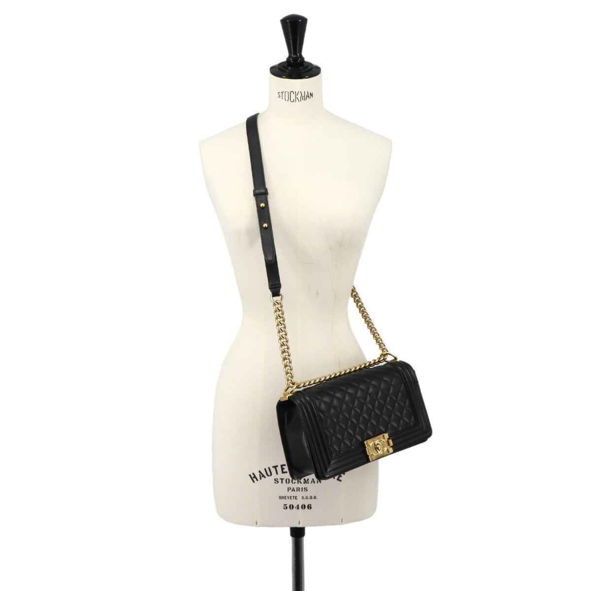 Chanel Black Leather Handbag Shoulder Bag (Pre-Owned)