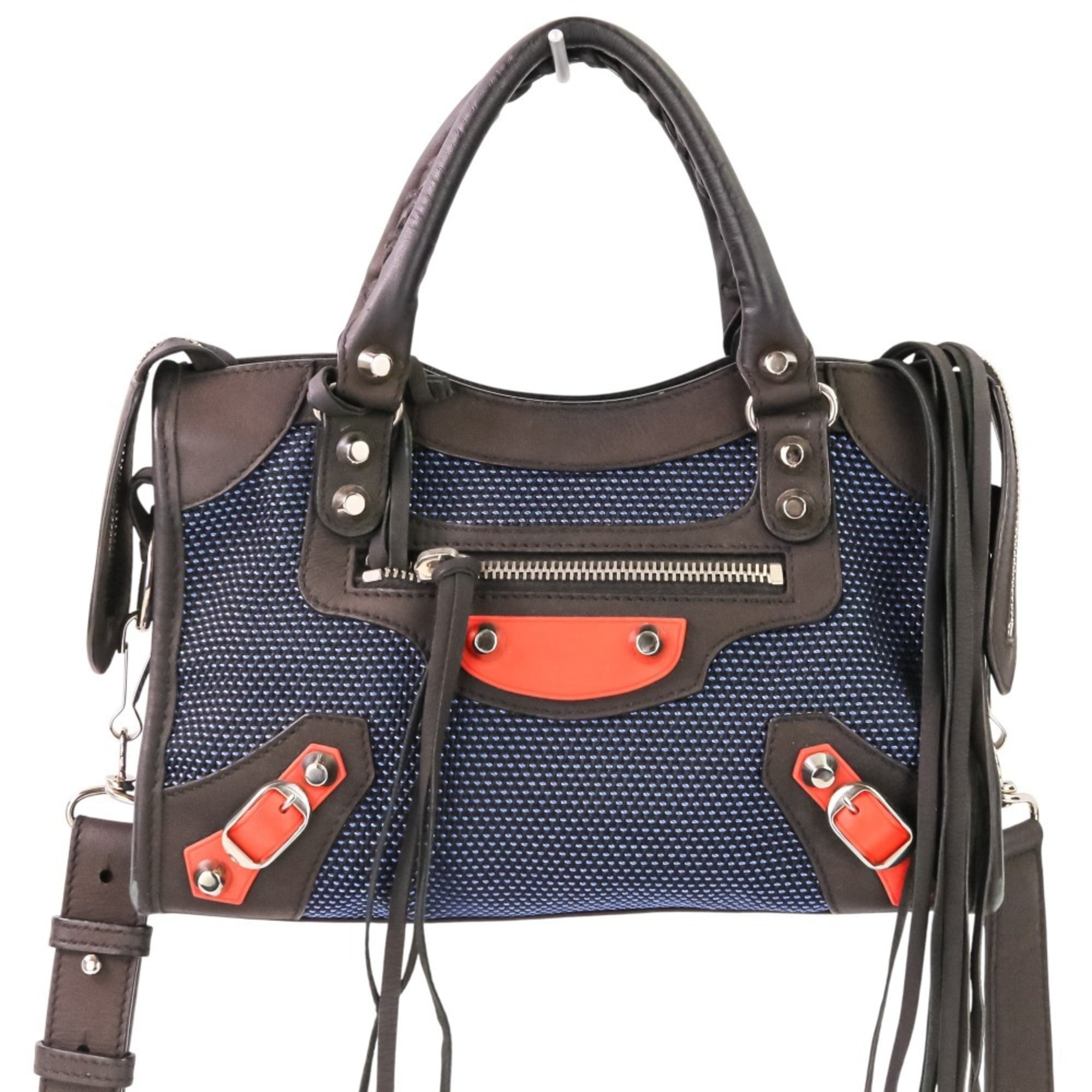 Balenciaga Dark Brown Navy Orange Handbag (Pre-Owned)