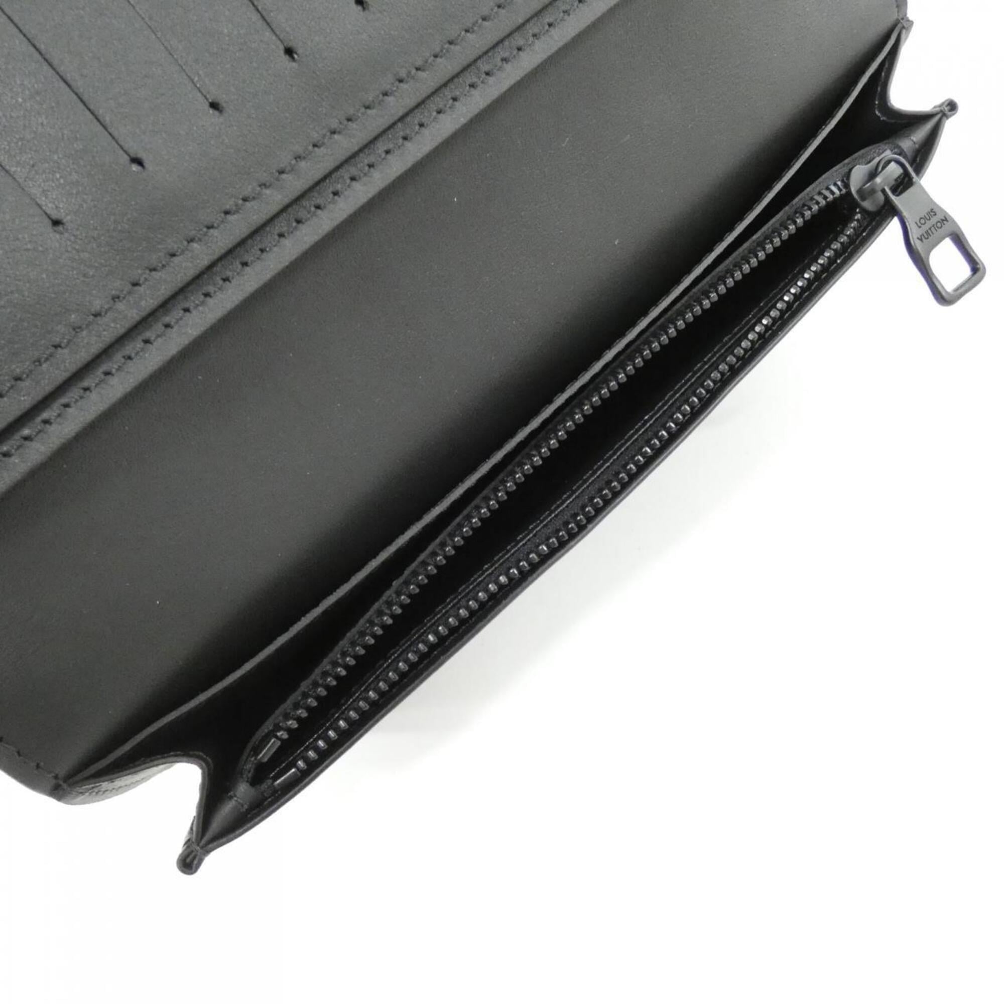 Louis Vuitton Black Leather Long Wallet (Bi-Fold) (Pre-Owned)