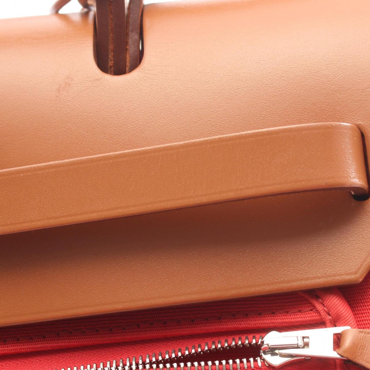 Hermes Bougainvillier Brown Fauve Pink Canvas Toile Officier Leather Handbag Pouch (Pre-Owned)