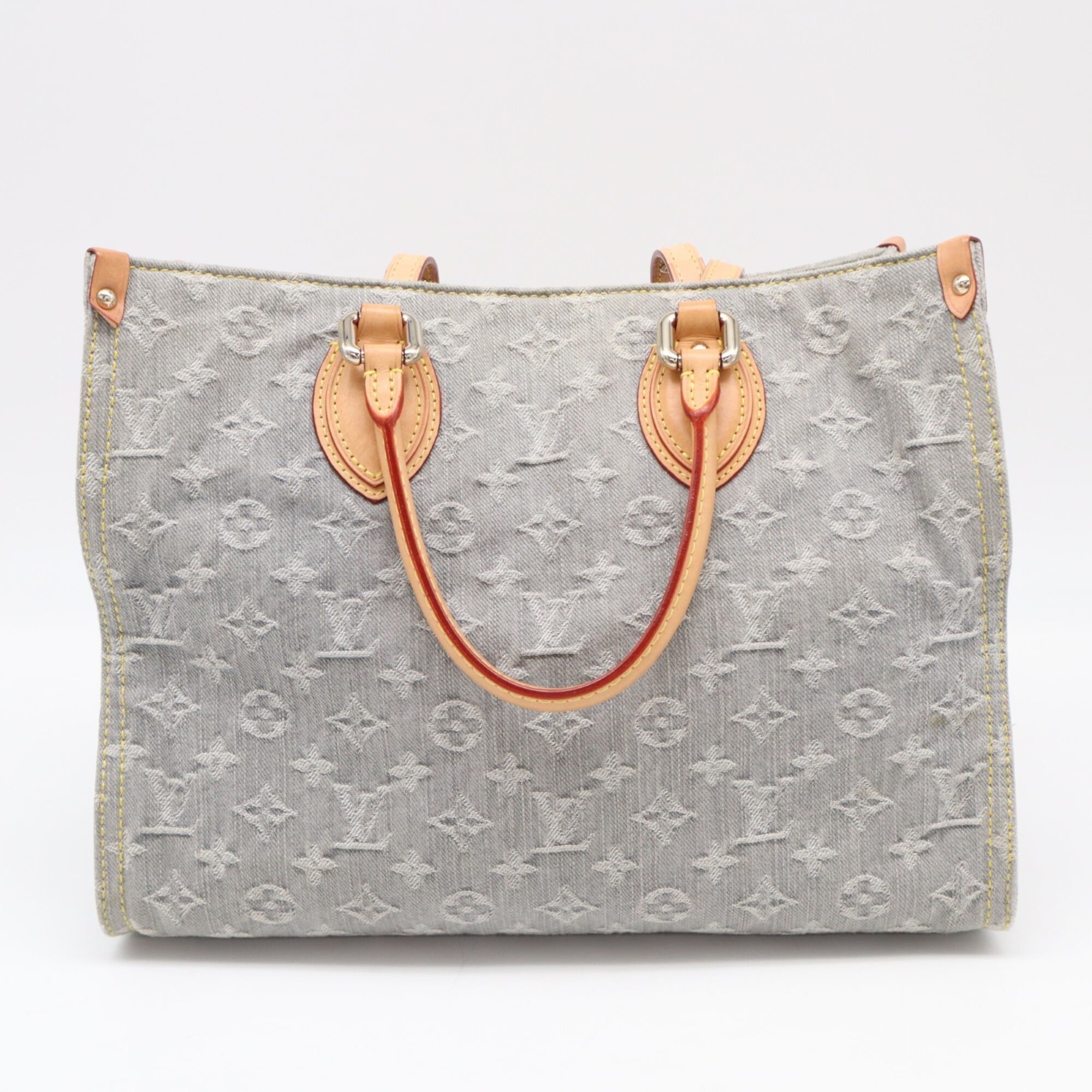 Louis Vuitton Beige Blue Cotton Handbag (Pre-Owned)