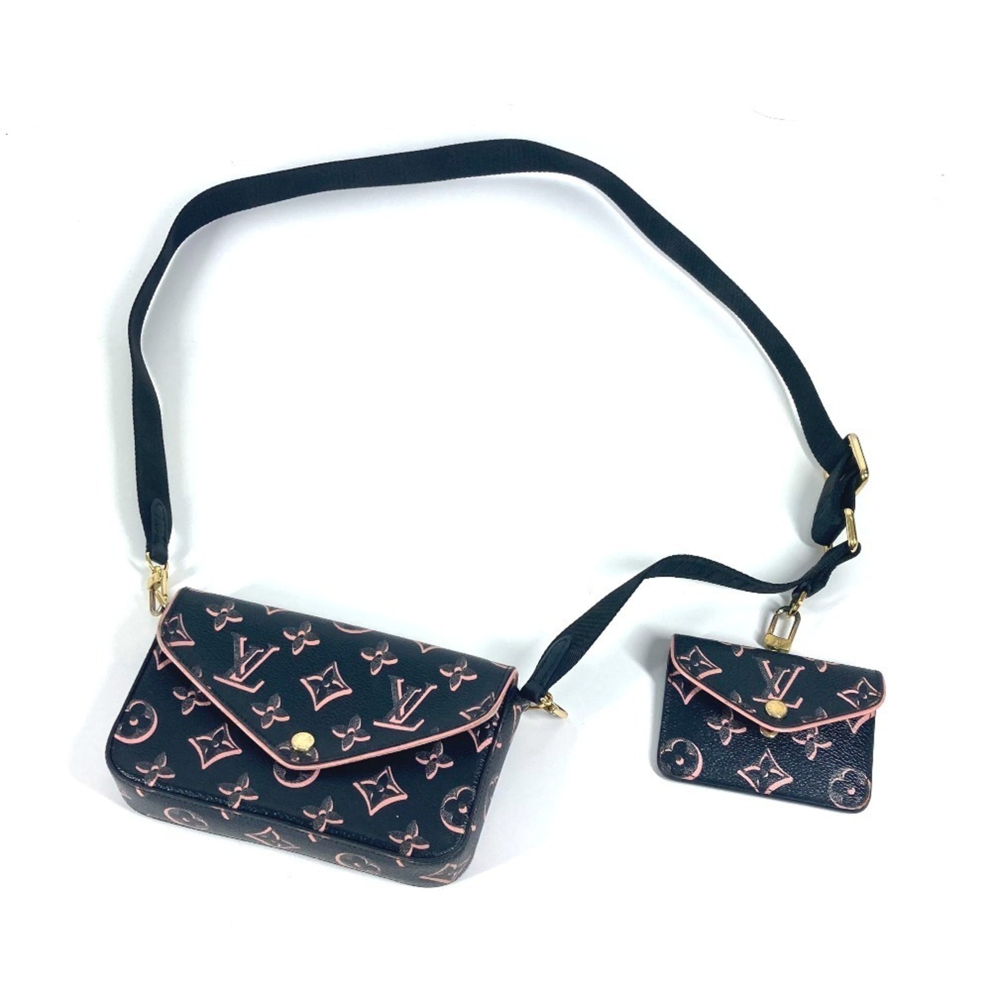 Louis Vuitton Black Pink Coated Canvas Pochette Shoulder Bag (Pre-Owned)
