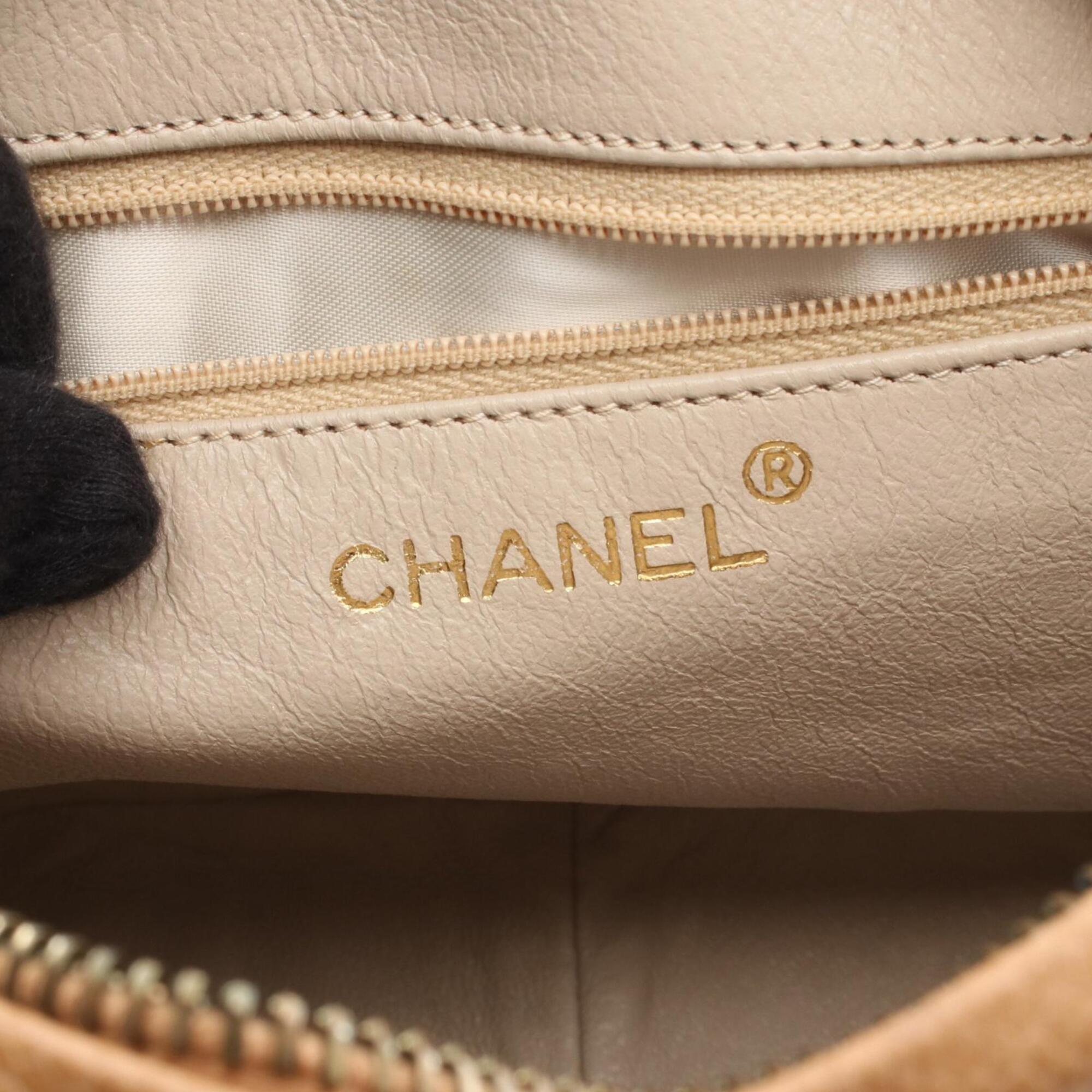 Chanel Beige Grained Calfskin Handbag Shoulder Bag (Pre-Owned)