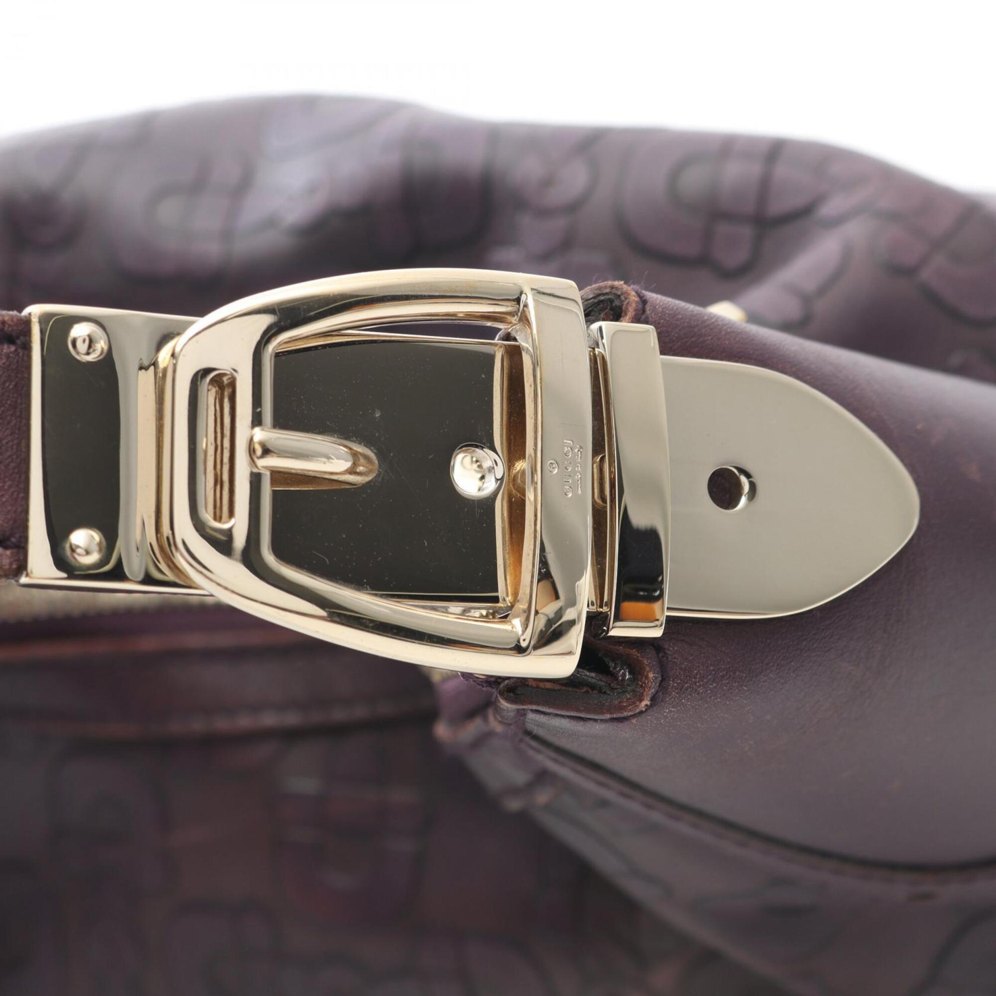 Gucci Purple Leather Handbag Shoulder Bag (Pre-Owned)