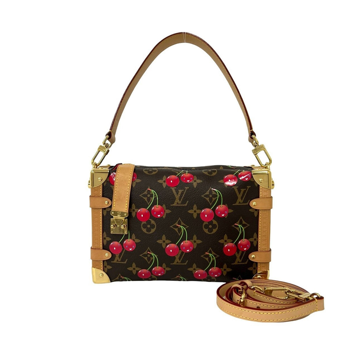 Louis Vuitton Brown Red Color Leather Pvc Shoulder Bag (Pre-Owned)