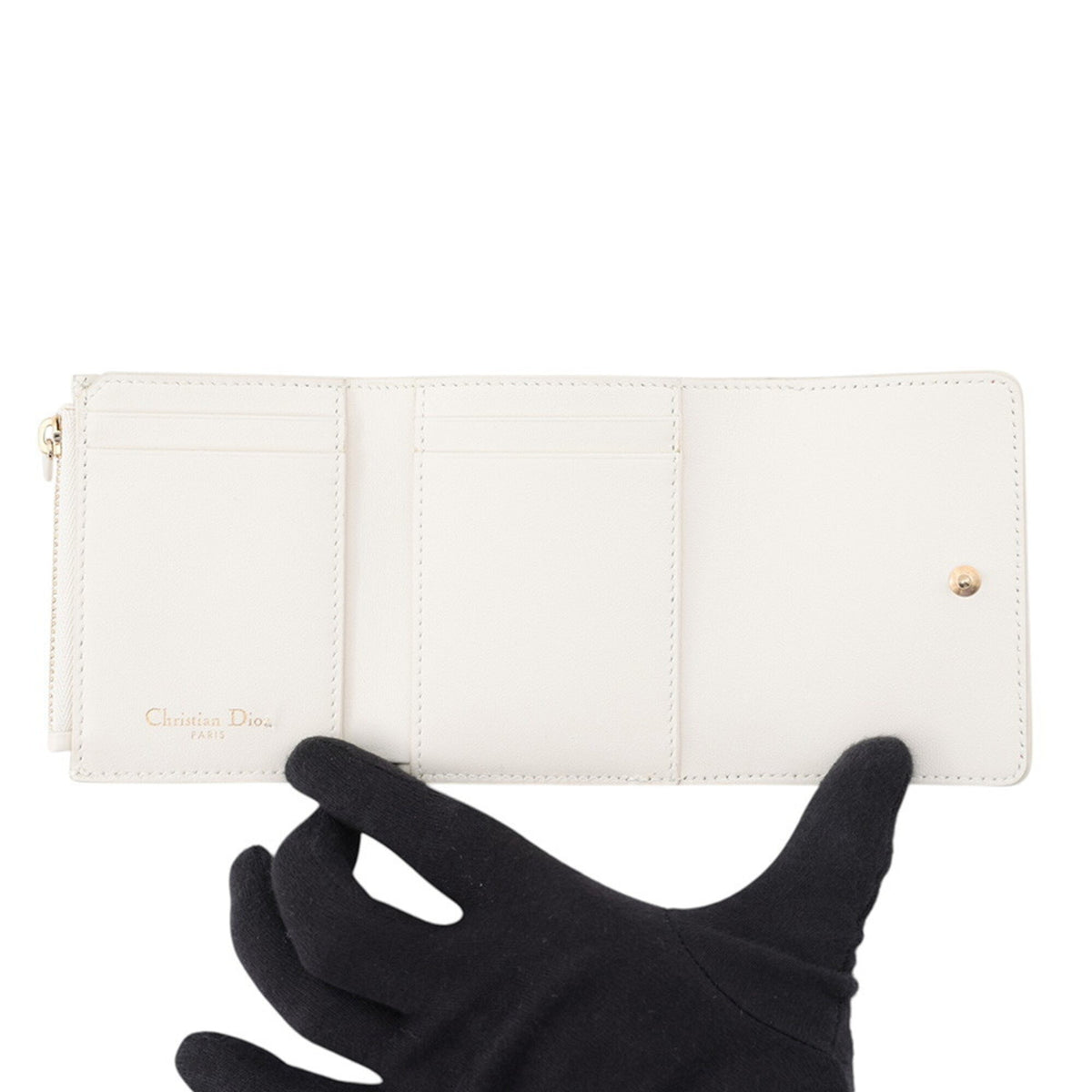 Christian Dior Pink White Leather Wallet (Tri-Fold) (Pre-Owned)
