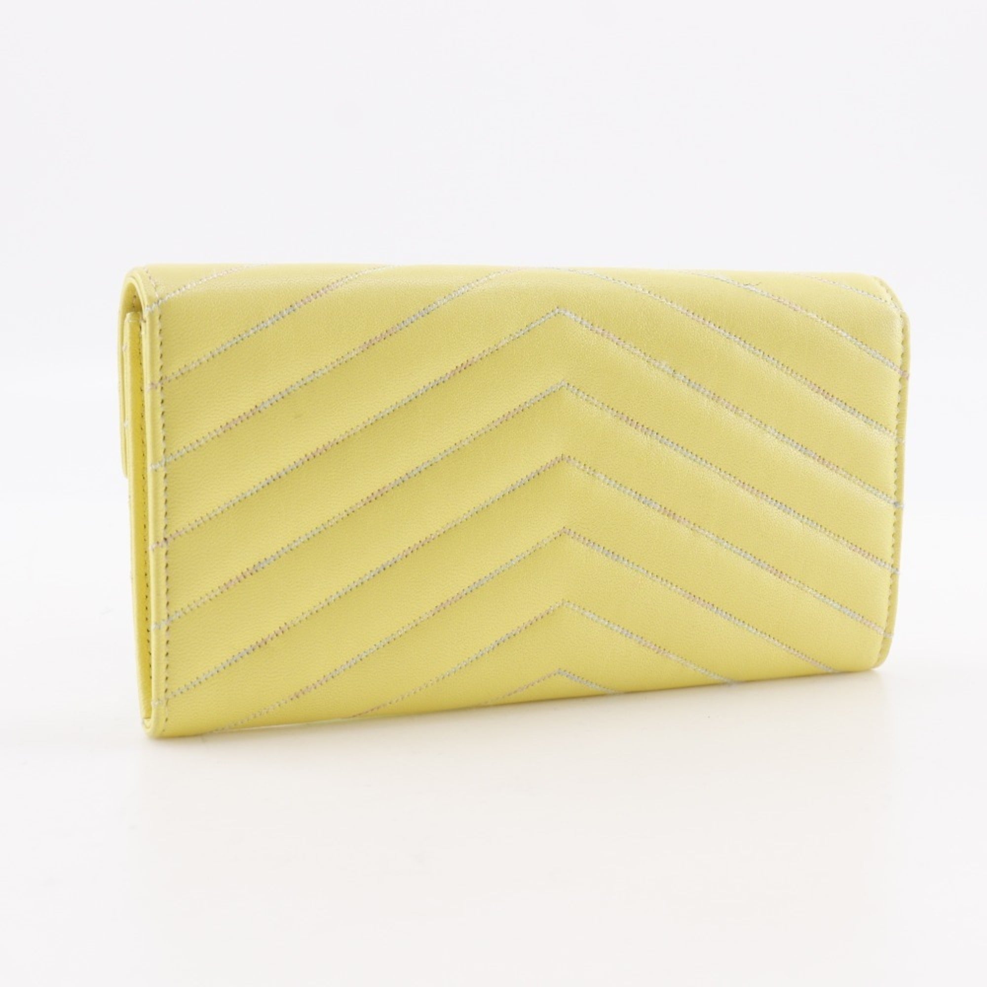 Chanel Yellow Leather Long Wallet (Bi-Fold) (Pre-Owned)