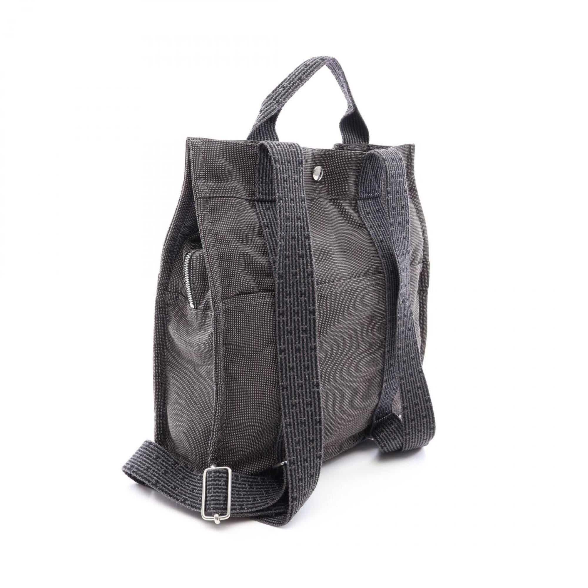Hermes Gray Nylon Canvas Backpack (Pre-Owned)