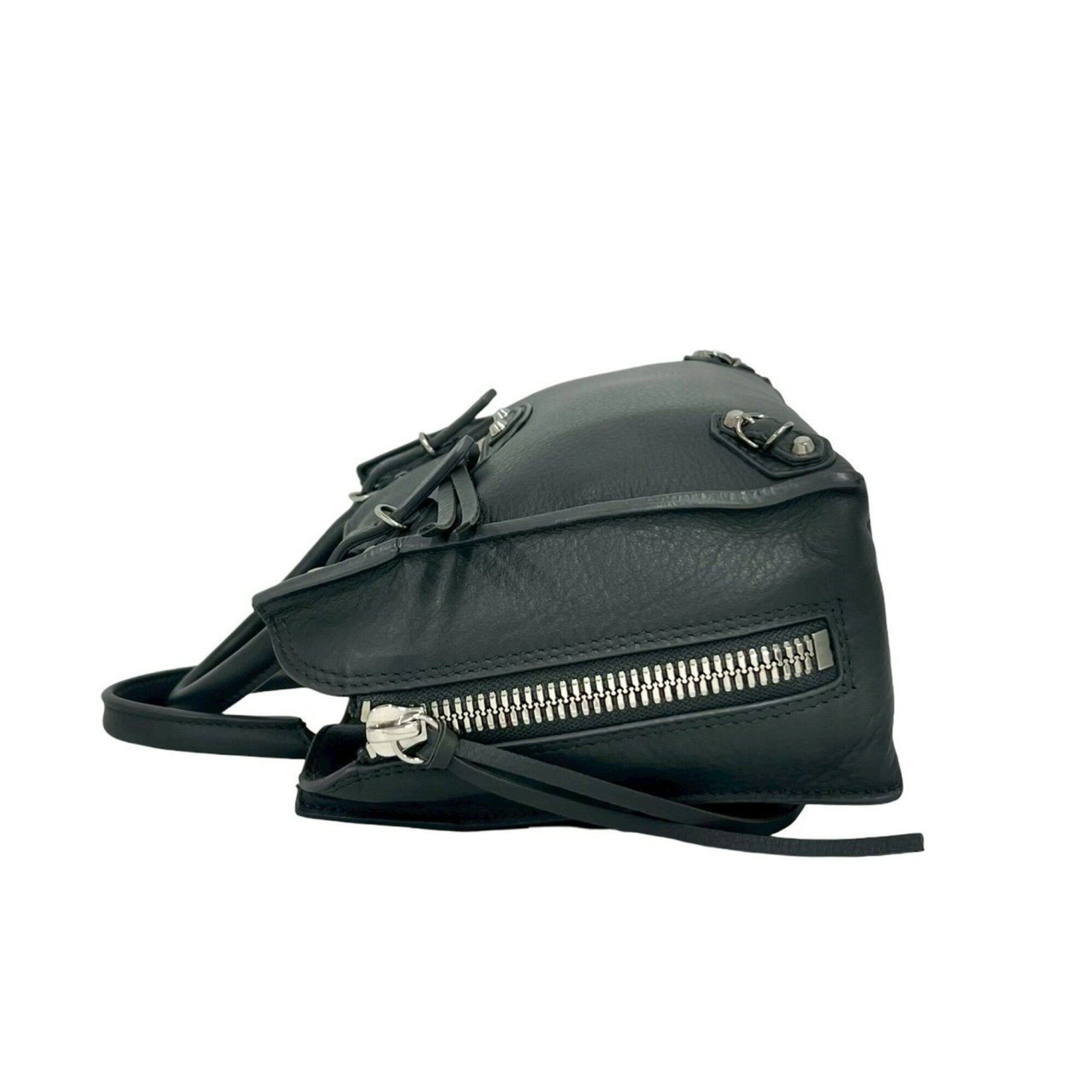 Balenciaga Gray Leather Handbag Shoulder Bag Tote Bag (Pre-Owned)