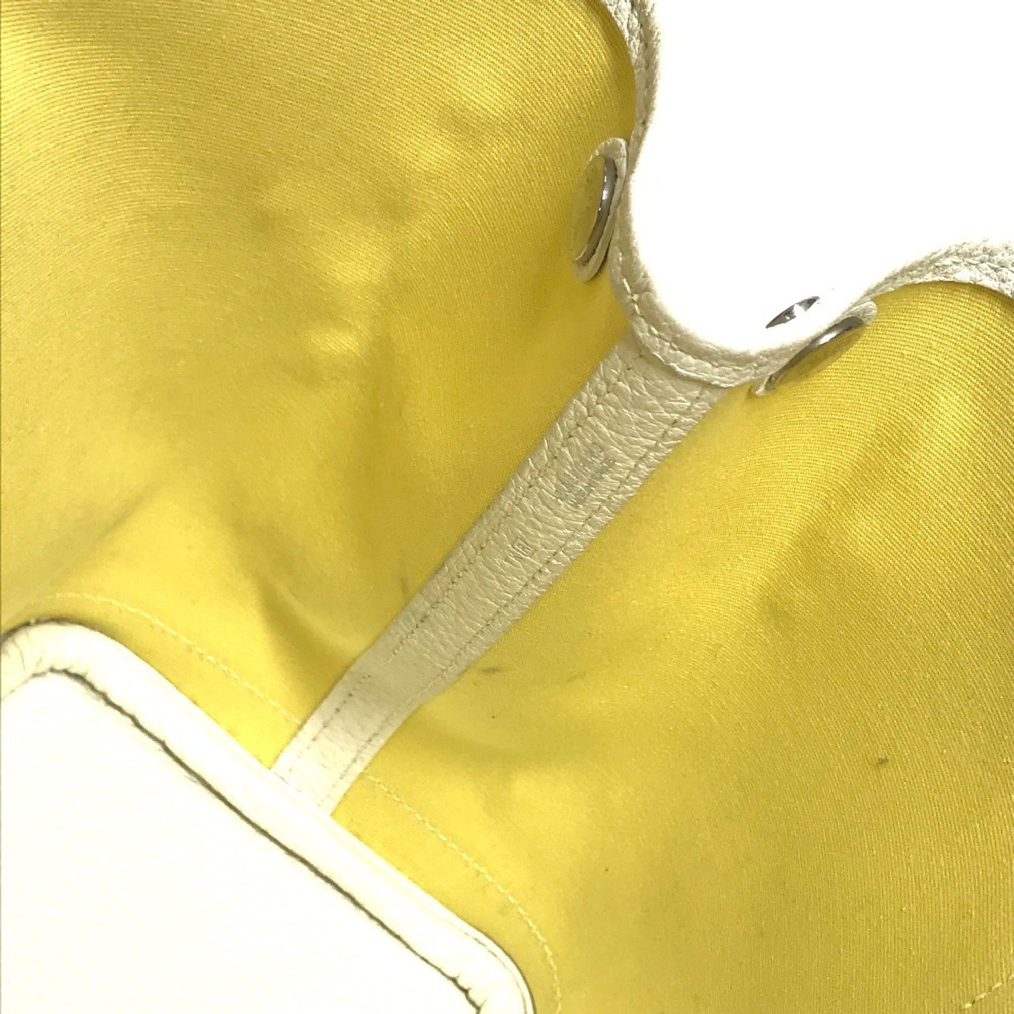 Hermes White Yellow Toile H Handbag Tote Bag (Pre-Owned)