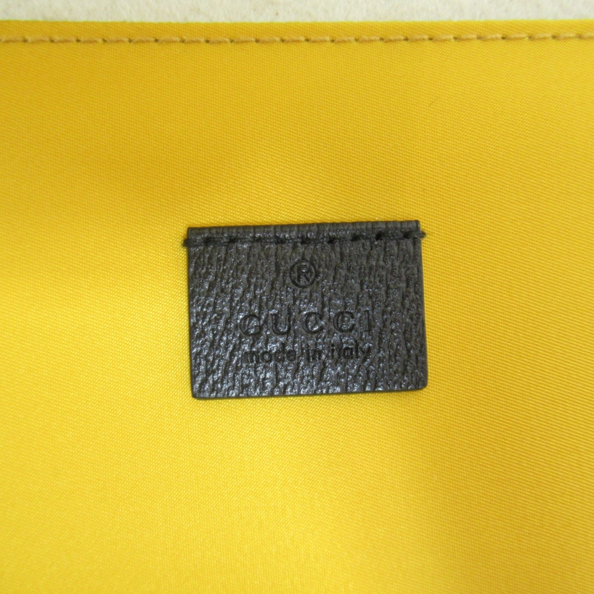 Gucci Black Yellow Leather Nylon Tote Bag