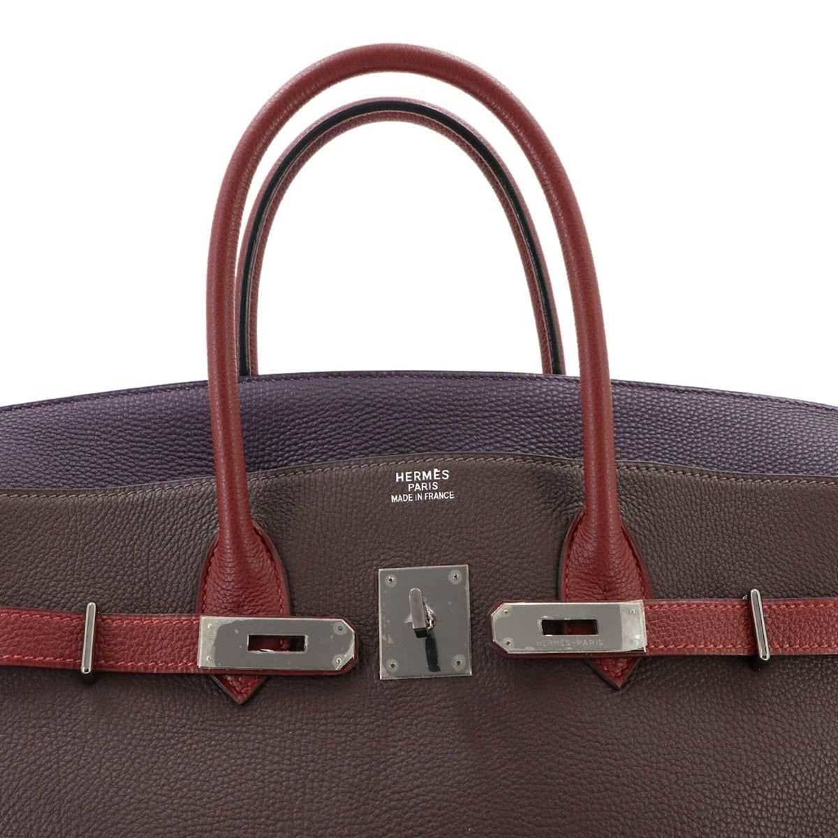 Hermes Chocolat Raisin Rouge H Togo Leather Handbag (Pre-Owned)