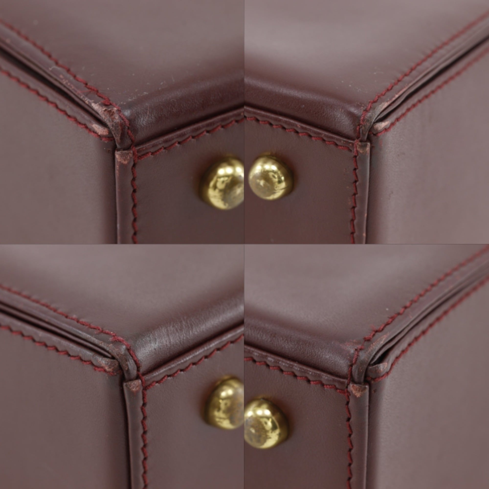 Cartier Bordeaux Red Color Wine Red Leather Handbag (Pre-Owned)