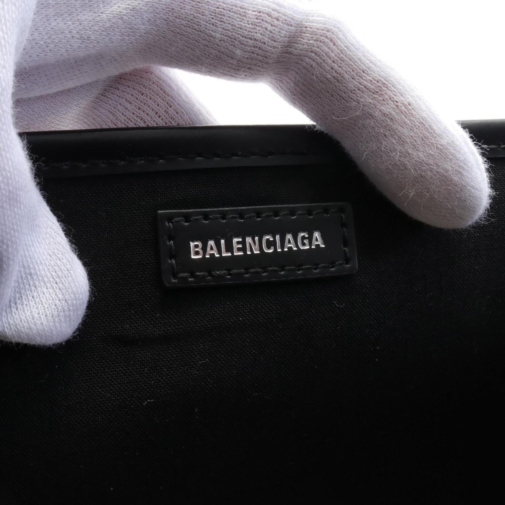 Balenciaga Black Ivory Canvas Leather Tote Bag